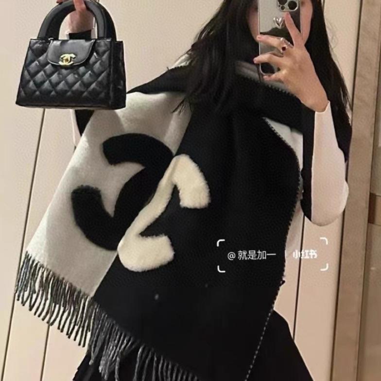 SCARF 200 CM IN BLACK MIX HARBOR GRAY CASHMERE AND WOOL 399797 mysite