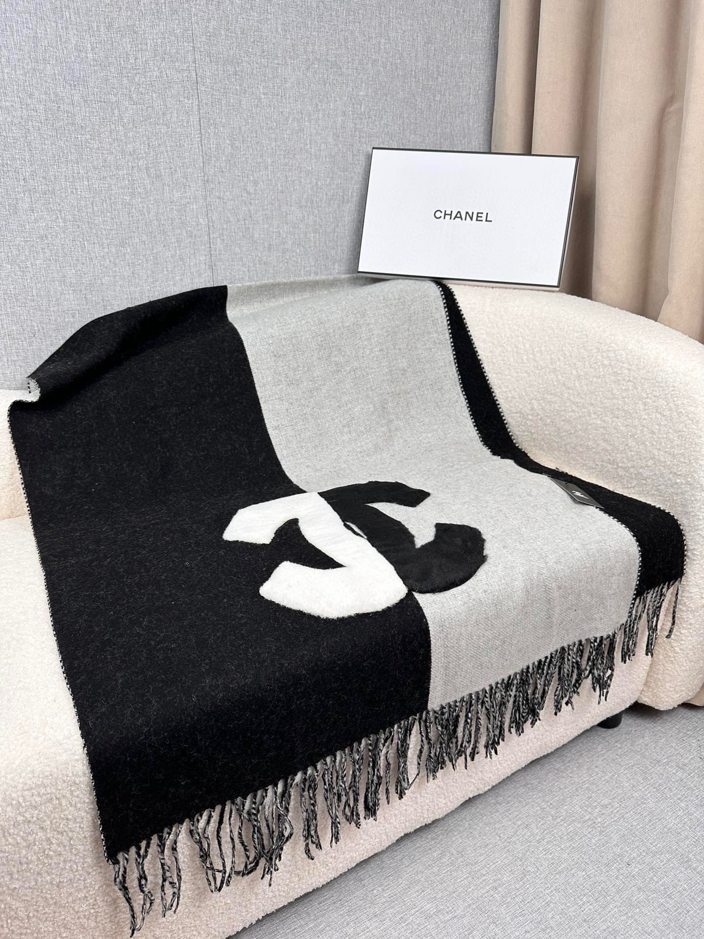 SCARF 200 CM IN BLACK MIX HARBOR GRAY CASHMERE AND WOOL 399797 mysite