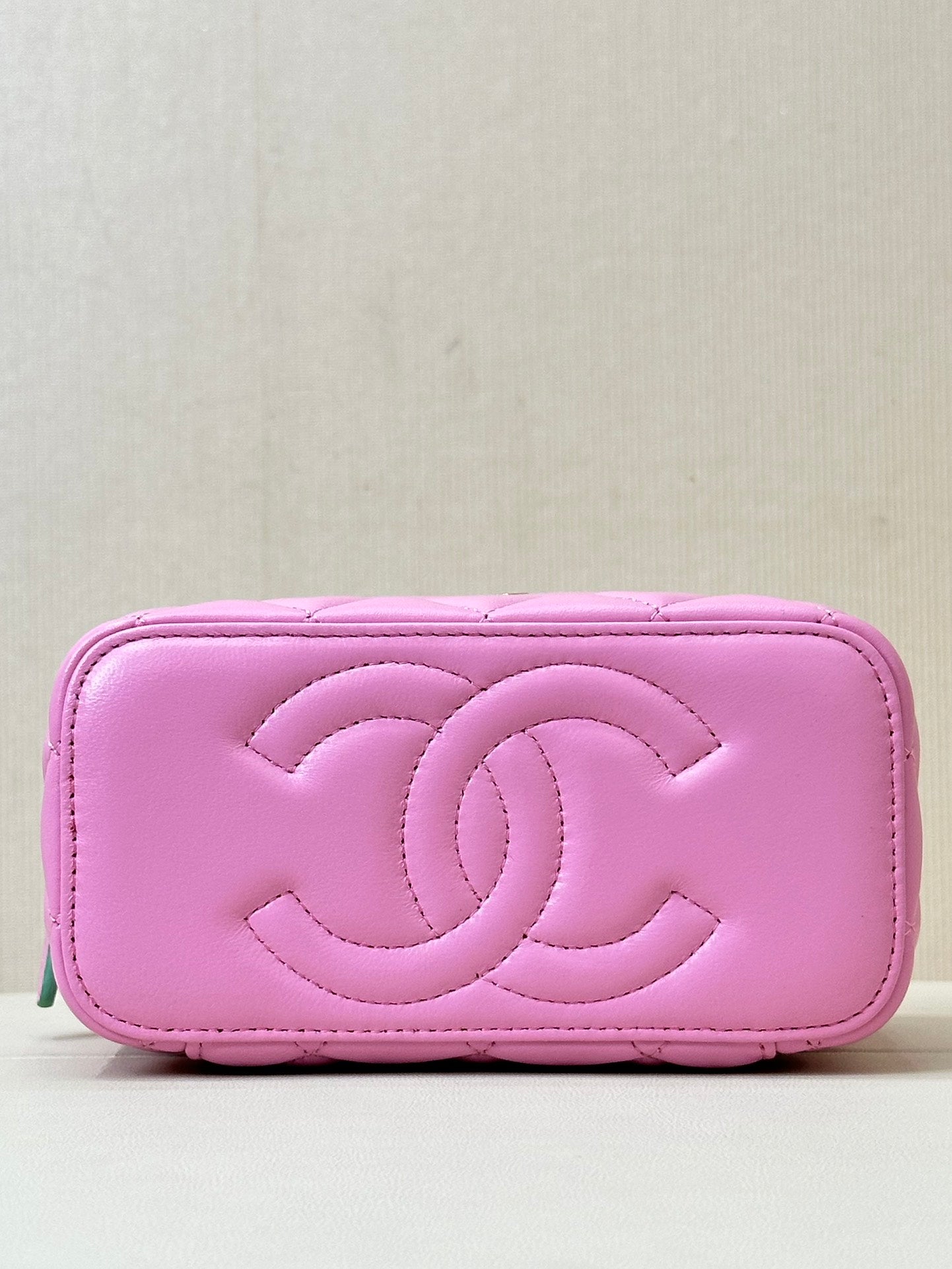 vanity shoulder bag top handle 17cm pink green lambskin mysite