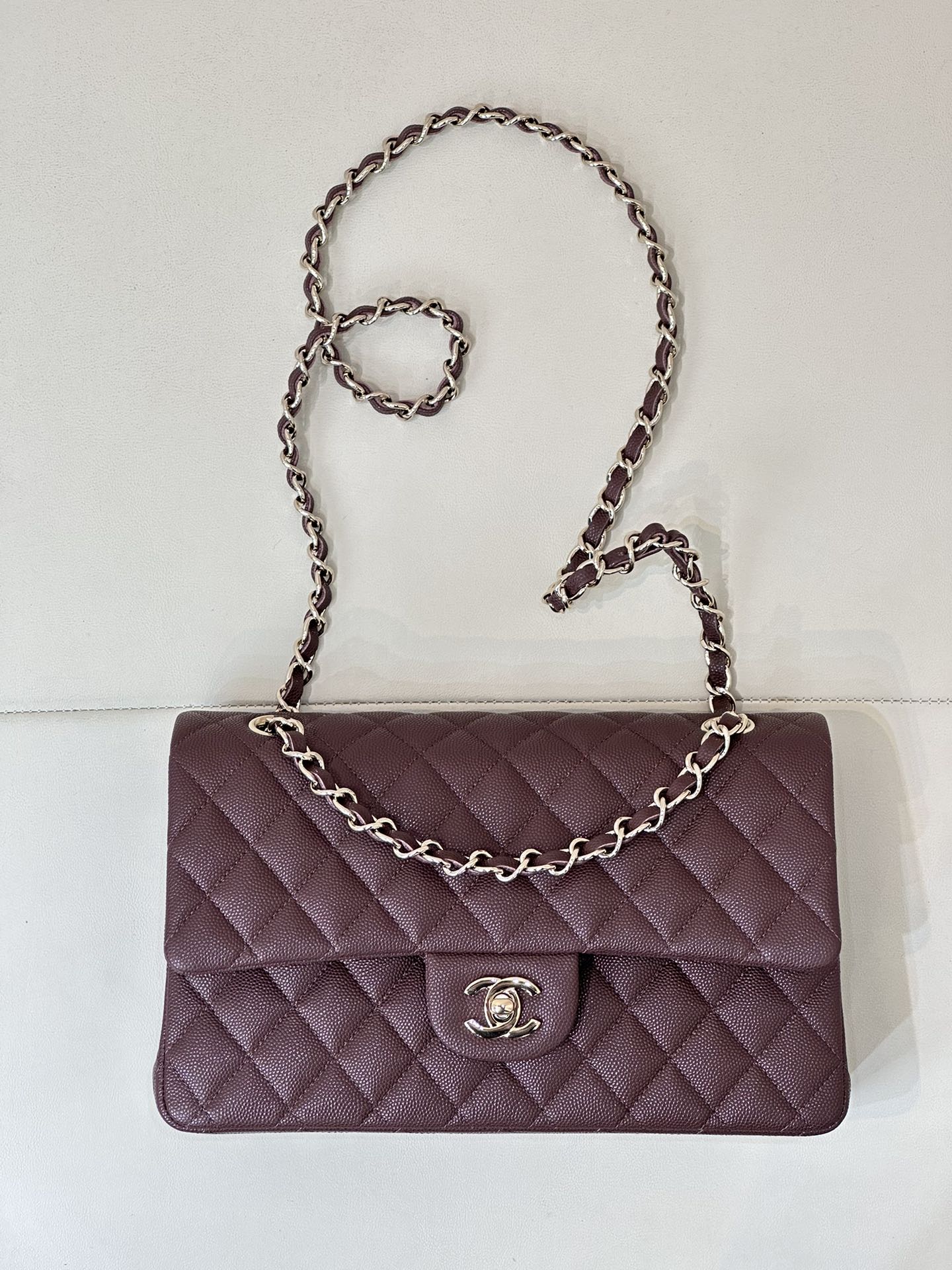 CLASSIC FLAP 23CM BURGUNDY CAVIAR LIGHT GOLD HARDWARE mysite