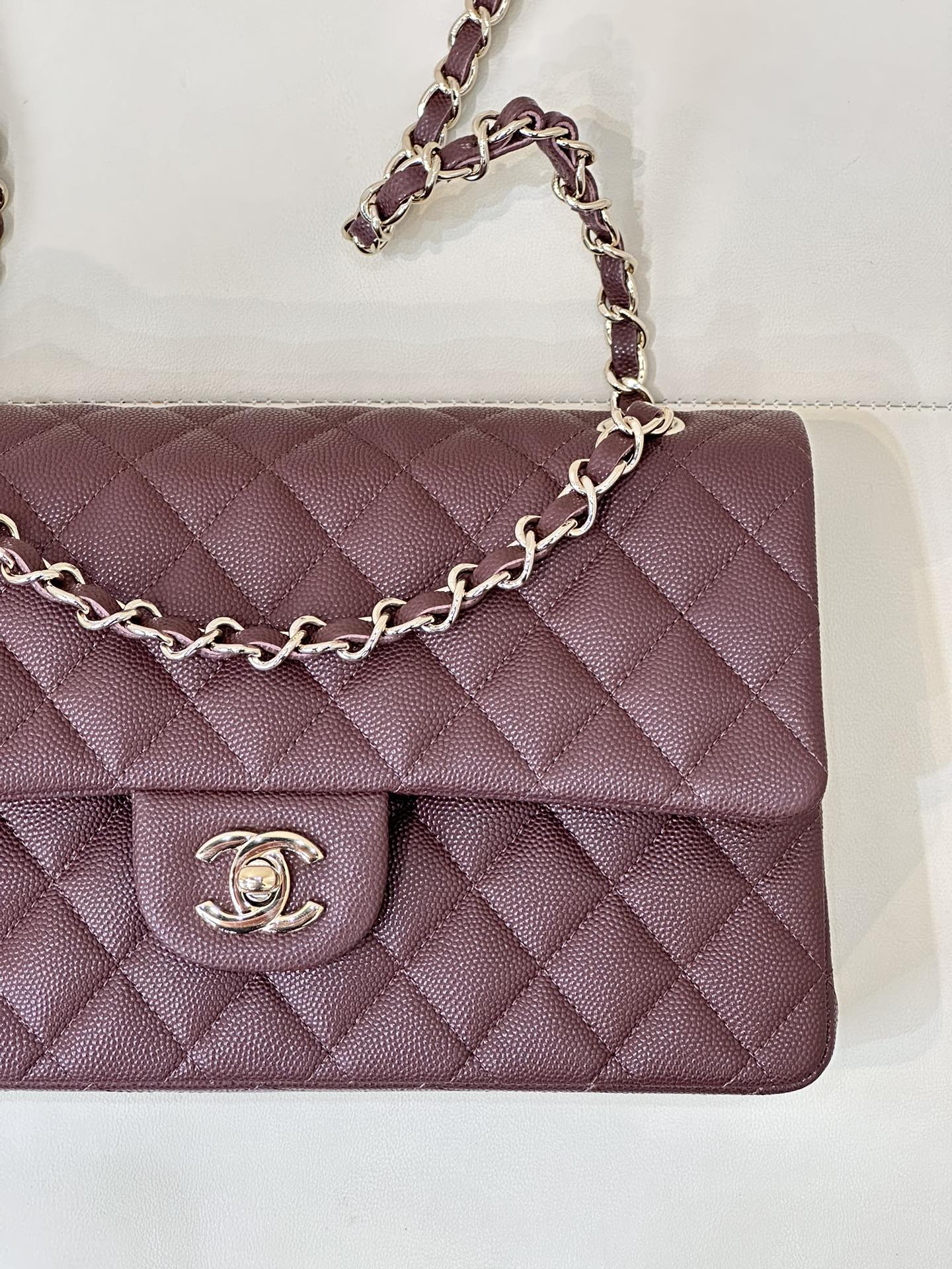 CLASSIC FLAP 23CM BURGUNDY CAVIAR LIGHT GOLD HARDWARE mysite