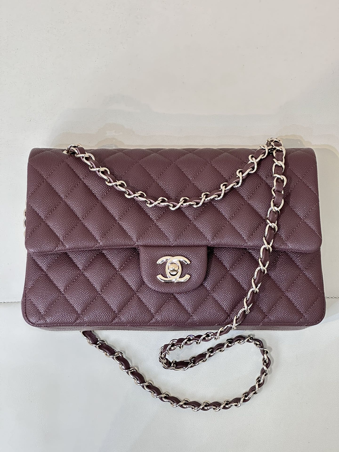 CLASSIC FLAP 23CM BURGUNDY CAVIAR LIGHT GOLD HARDWARE mysite
