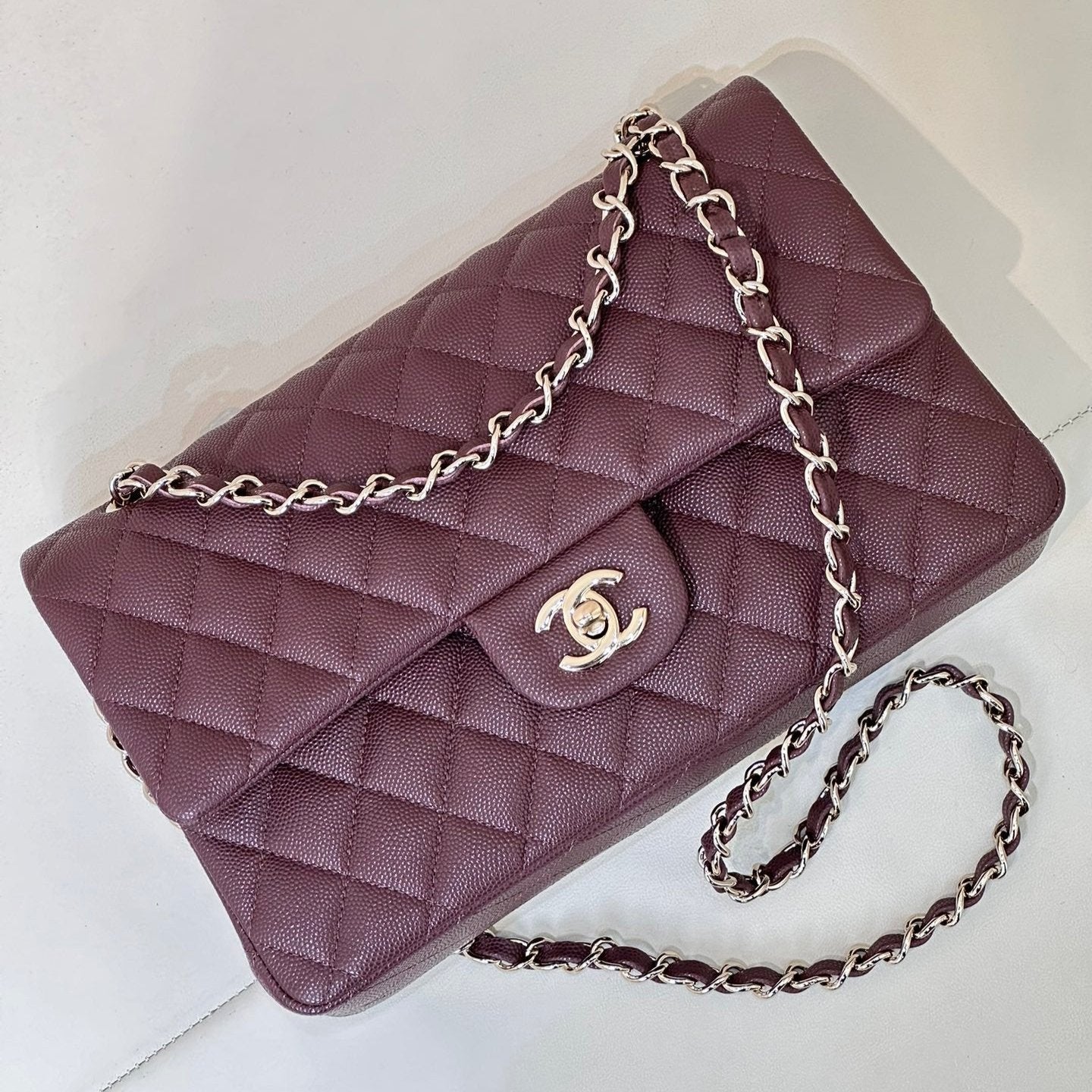 CLASSIC FLAP 23CM BURGUNDY CAVIAR LIGHT GOLD HARDWARE mysite