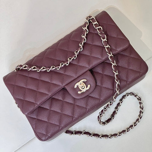 CLASSIC FLAP 23CM BURGUNDY CAVIAR LIGHT GOLD HARDWARE mysite