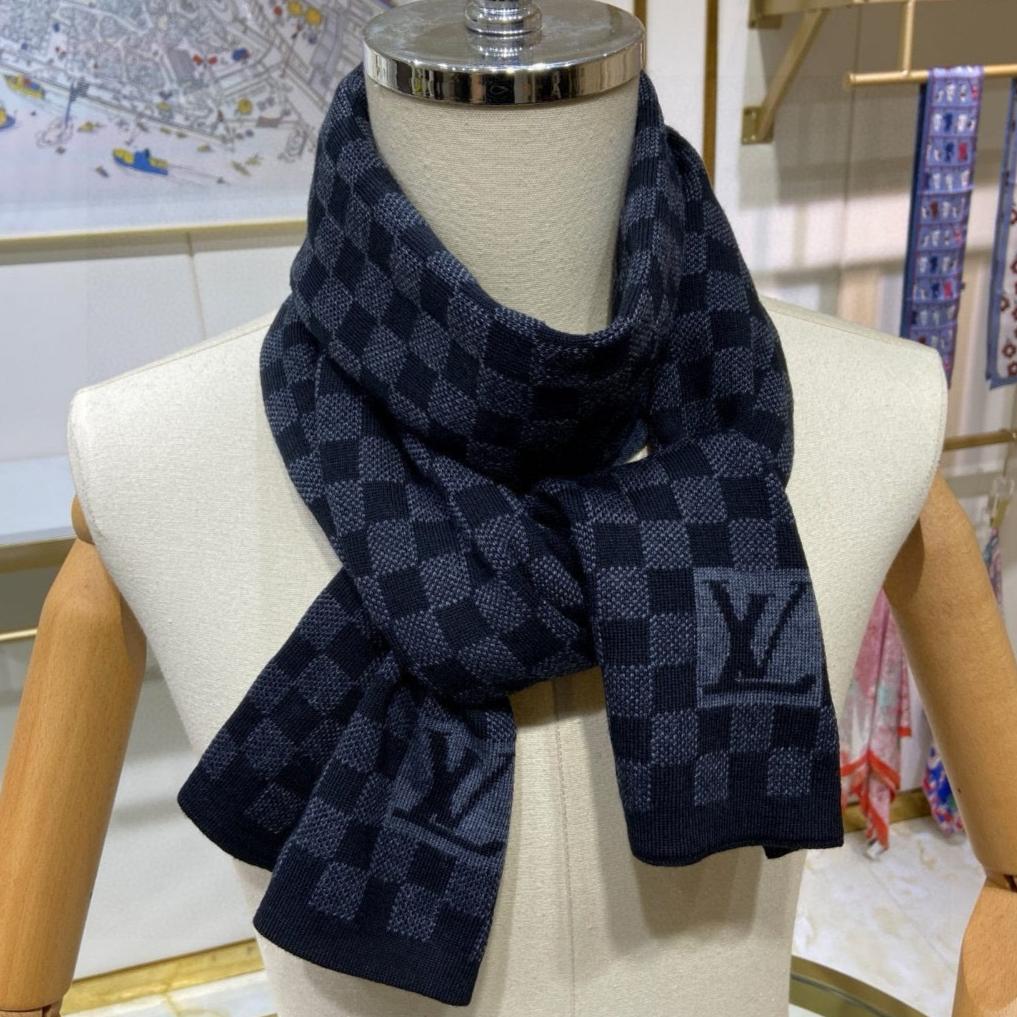 PETIT DAMIER SCARF 170 CM IN BLACK CASHMERE 390784 mysite