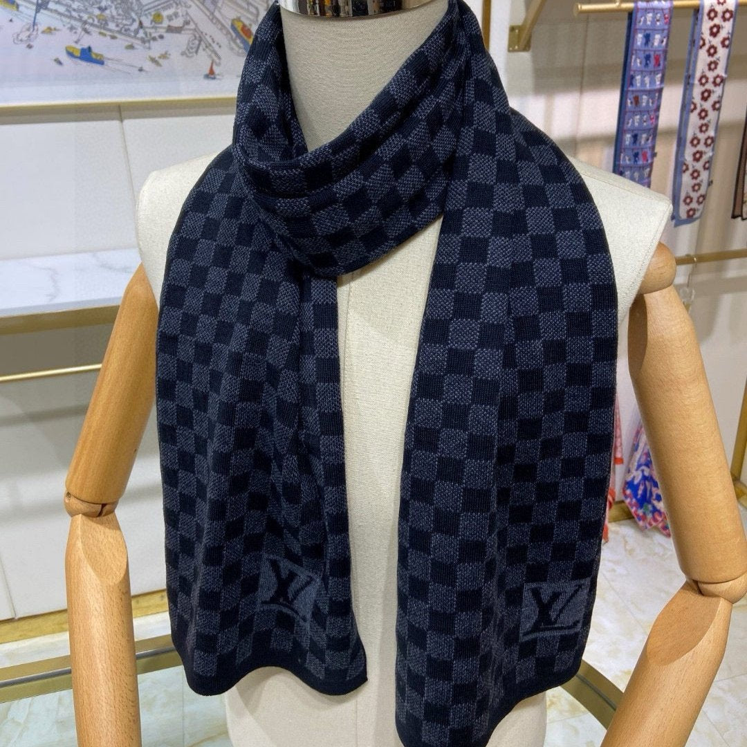 PETIT DAMIER SCARF 170 CM IN BLACK CASHMERE 390784 mysite