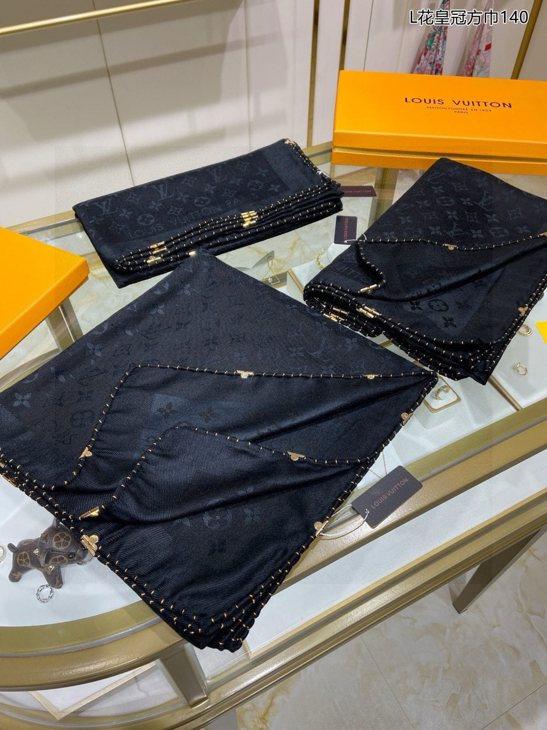 EVERMORE SCARF 140 CM IN BLACK SILK AND WOOL 396258 mysite