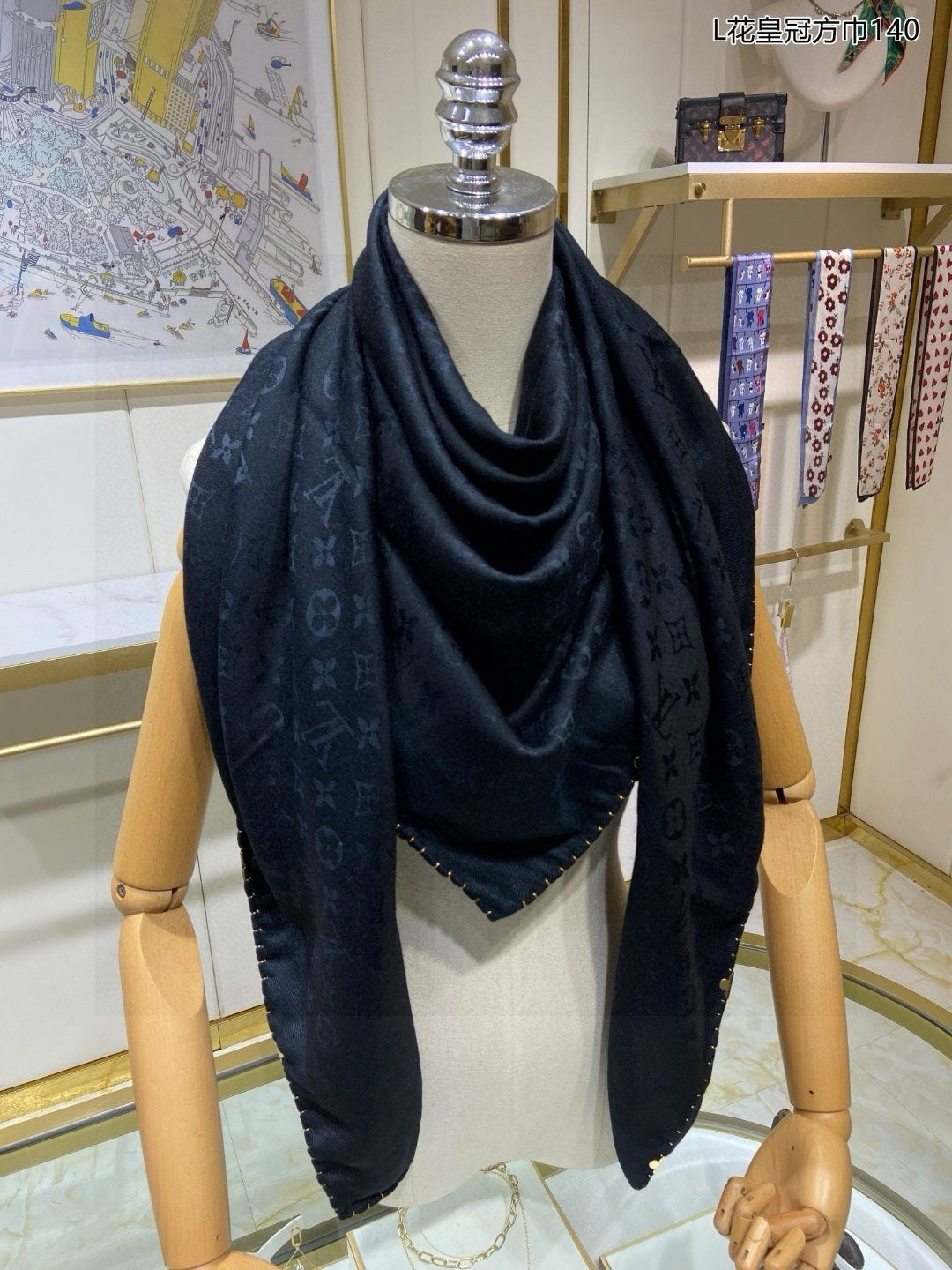 EVERMORE SCARF 140 CM IN BLACK SILK AND WOOL 396258 mysite