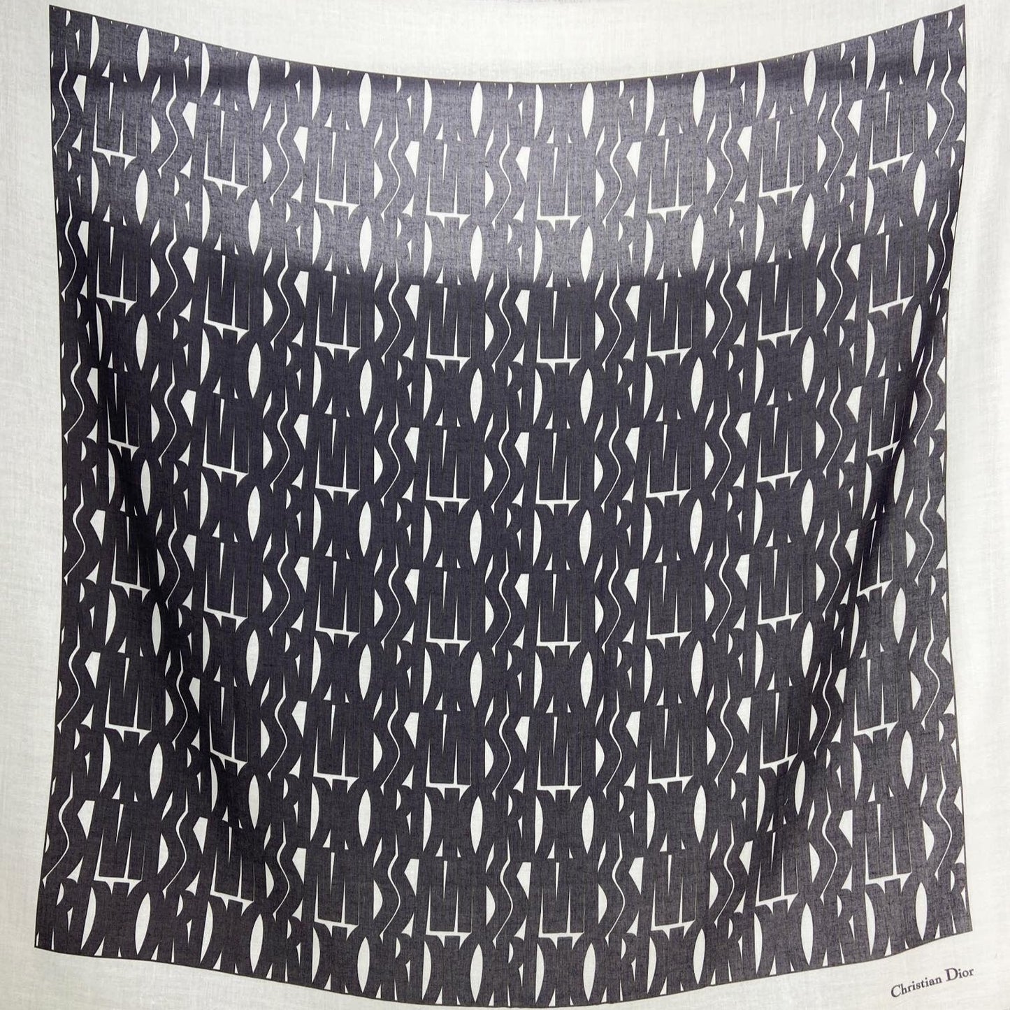 MISS DIOR ALLOVER SHAWL 140 CM IN BLACK MIX WHITE SILK CASHMERE 411629 mysite