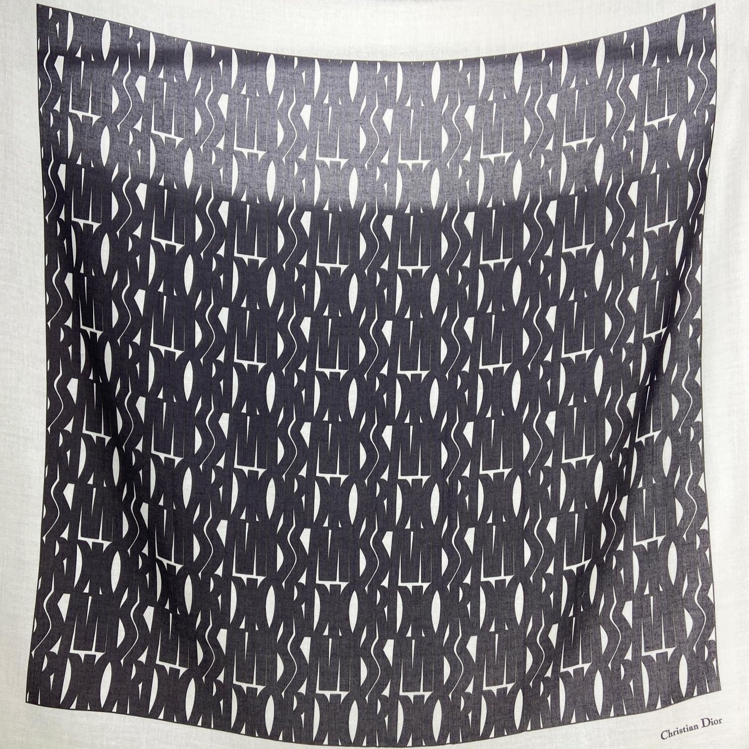 MISS DIOR ALLOVER SHAWL 140 CM IN BLACK MIX WHITE SILK CASHMERE 411629 mysite