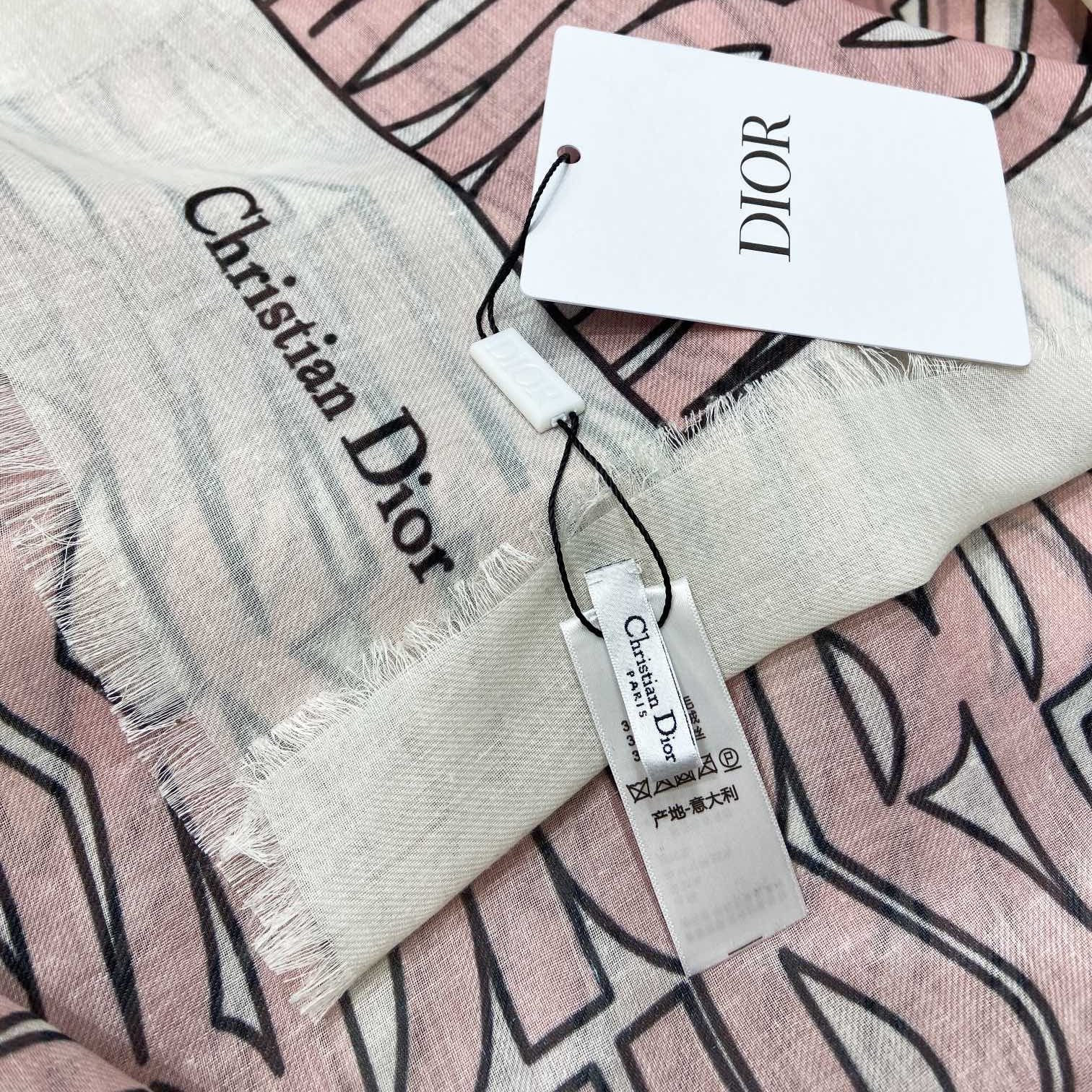 MISS DIOR ALLOVER SHAWL 140 CM IN PALE PINK MIX WHITE SILK CASHMERE 411631 mysite