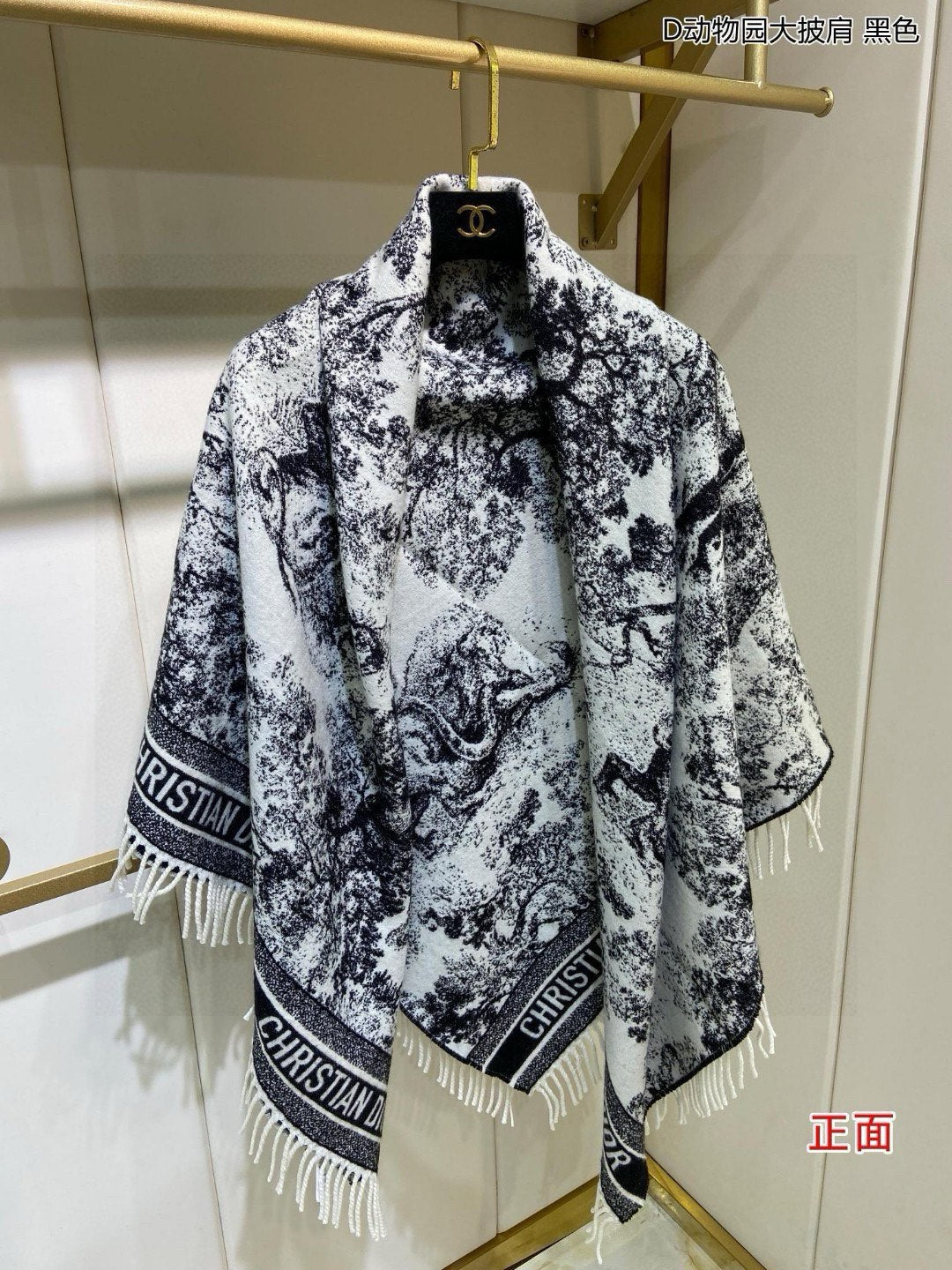 SQUARE SCARF 140 CM IN BLACK MIX WHITE MONOGRAM CASHMERE AND WOOL 416918 mysite