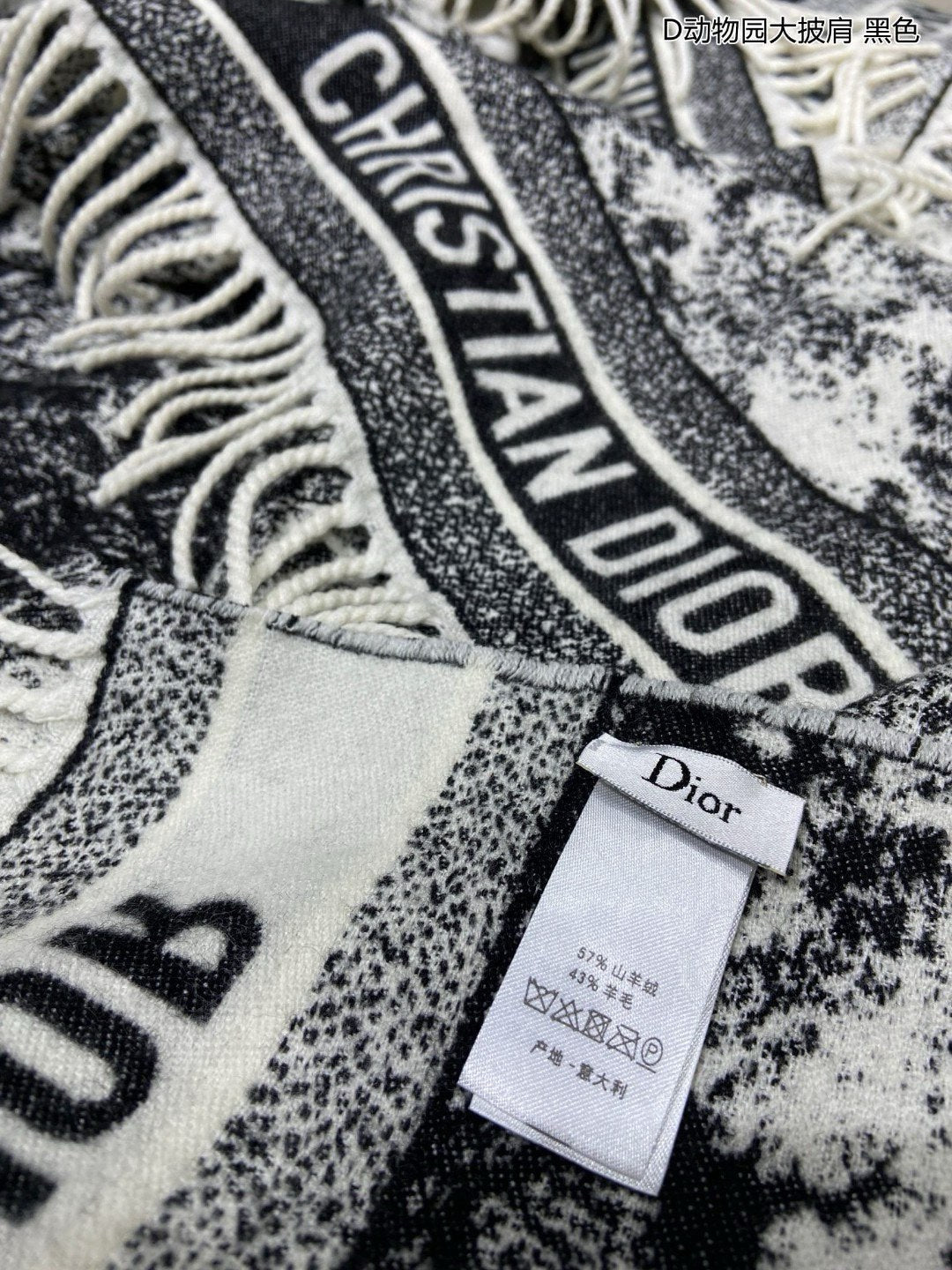 SQUARE SCARF 140 CM IN BLACK MIX WHITE MONOGRAM CASHMERE AND WOOL 416918 mysite