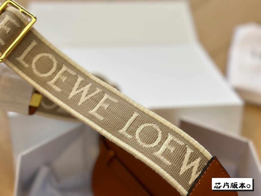 LOE MINI 18 GATE DUAL BAG IN TAN SOFT CALFSKIN AND JACQUARD mysite