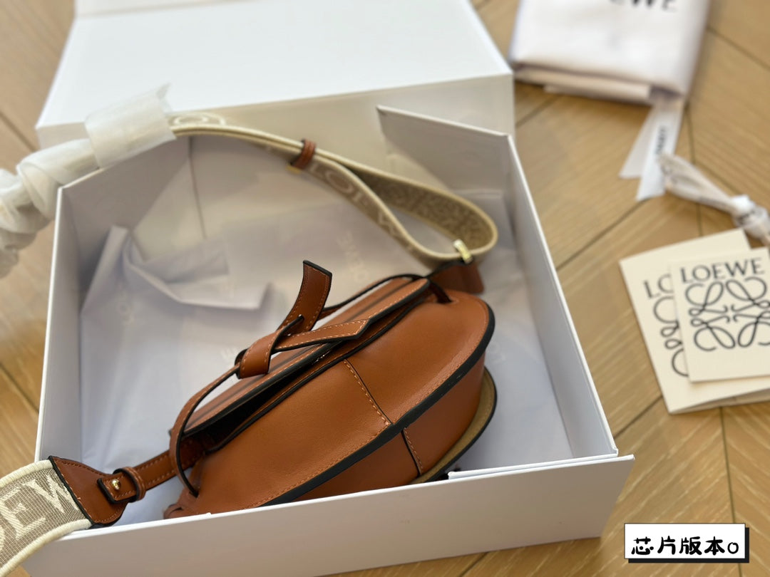 LOE MINI 18 GATE DUAL BAG IN TAN SOFT CALFSKIN AND JACQUARD mysite