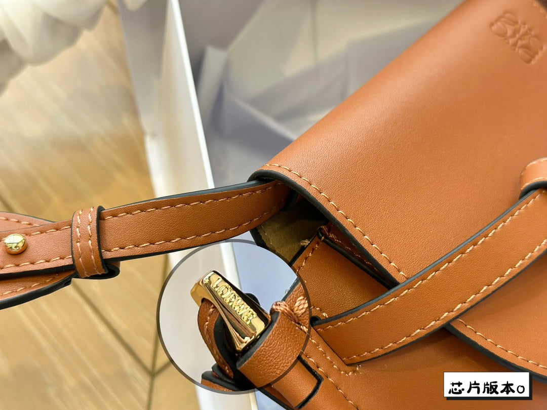 LOE MINI 18 GATE DUAL BAG IN TAN SOFT CALFSKIN AND JACQUARD mysite