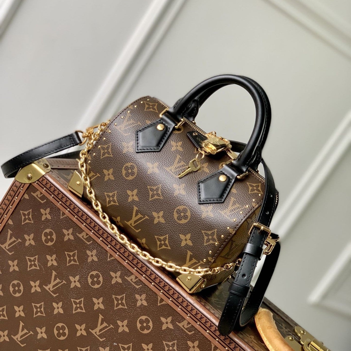 Lv Speedy Trunk 20 Black Brown Monogram mysite