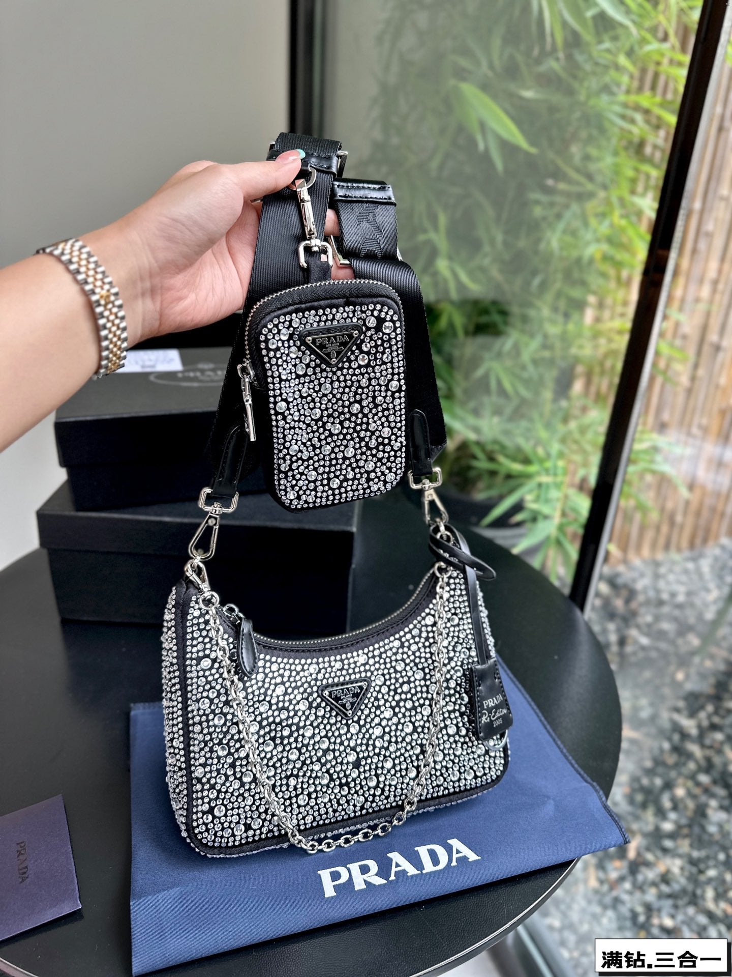 PRA 22 SATIN MINI-BAG WITH FULLY RHINSTONES mysite