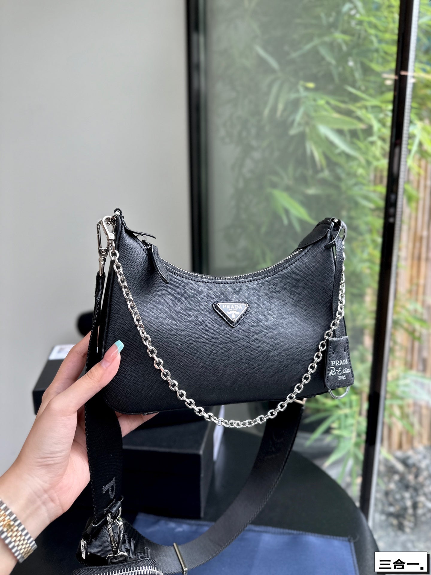 PRA 22 BAG IN BLACK SATIN WITH RHINSTONE SILVER HARDWARE mysite