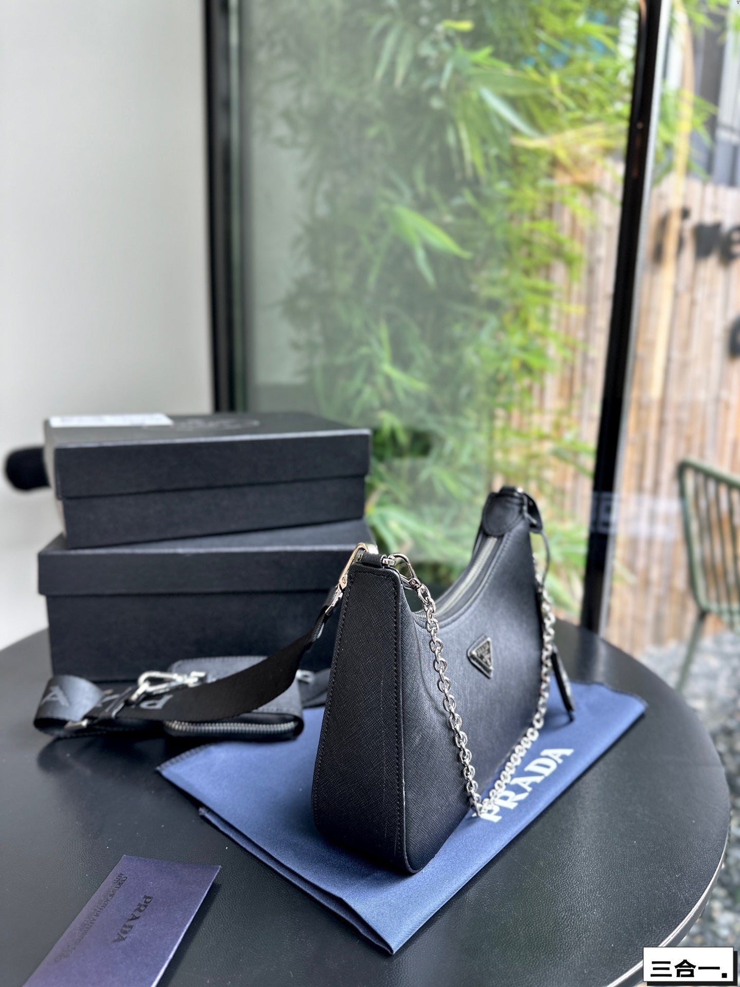 PRA 22 BAG IN BLACK SATIN WITH RHINSTONE SILVER HARDWARE mysite