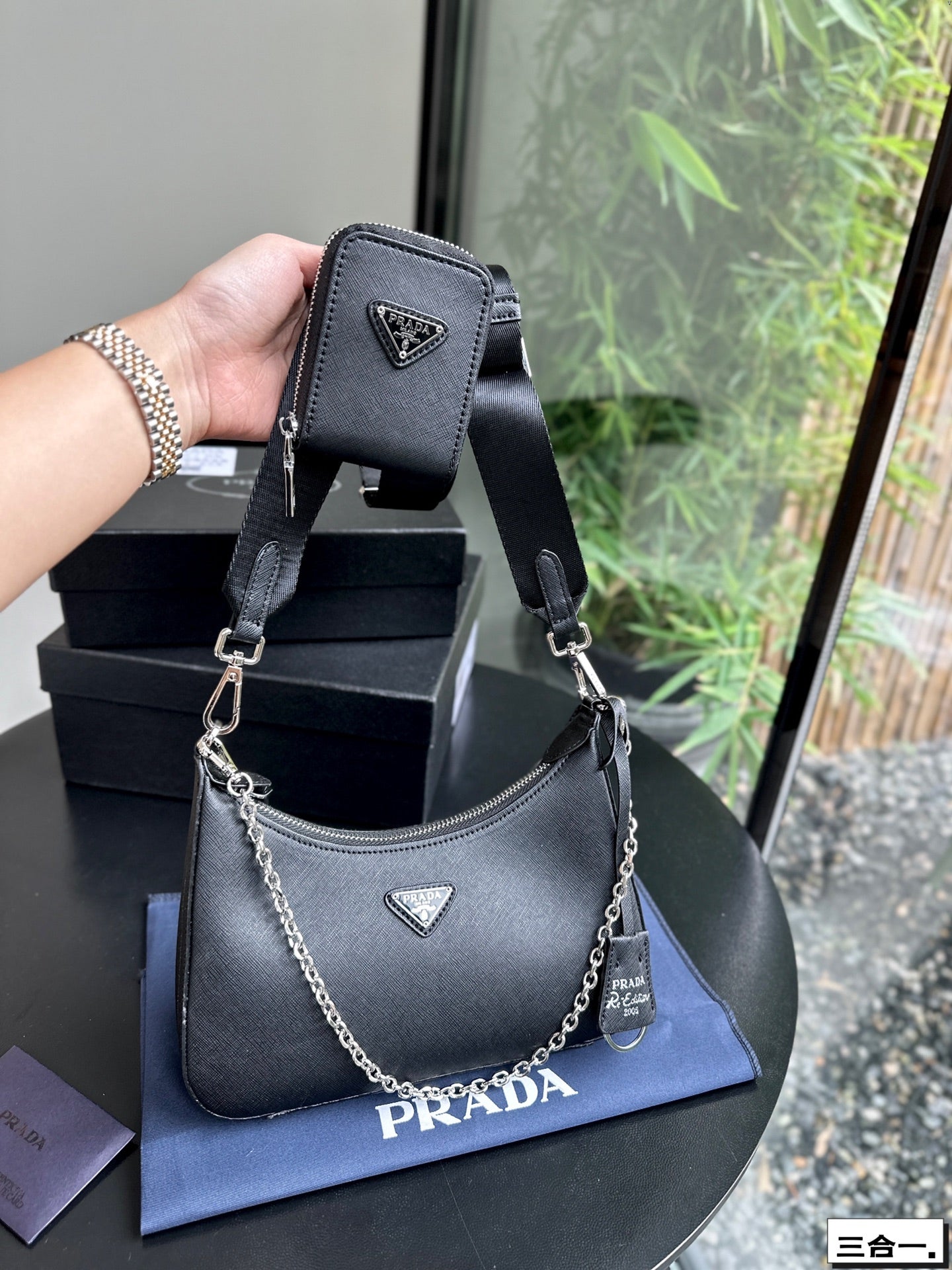 PRA 22 BAG IN BLACK SATIN WITH RHINSTONE SILVER HARDWARE mysite