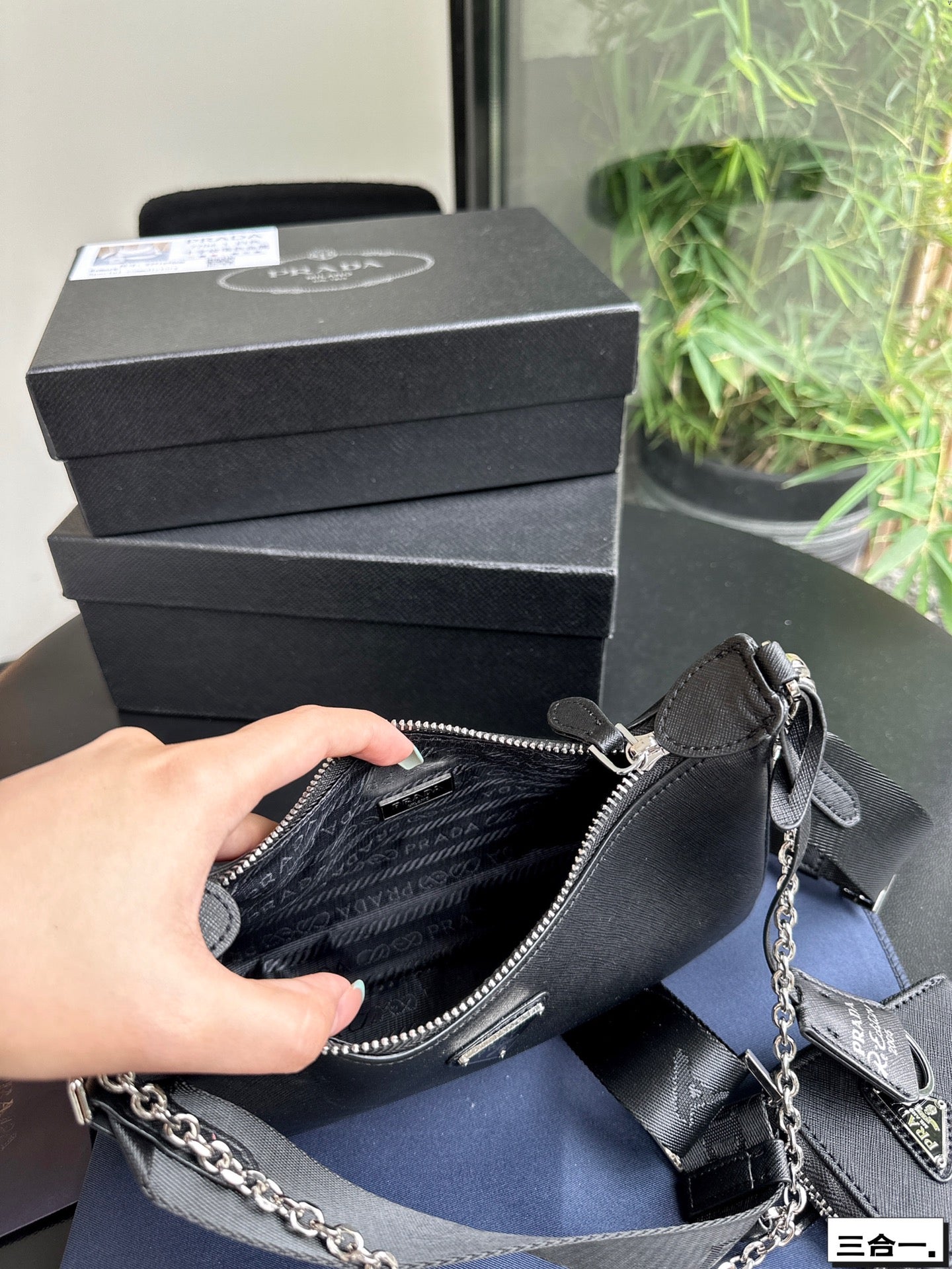 PRA 22 BAG IN BLACK SATIN WITH RHINSTONE SILVER HARDWARE mysite