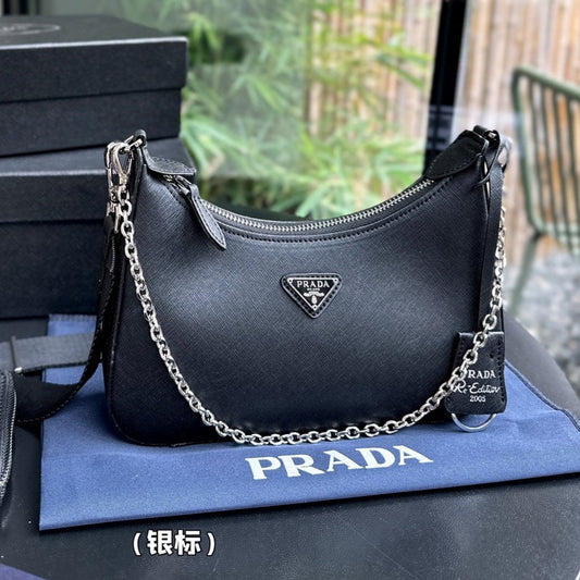 PRA 22 BAG IN BLACK SATIN WITH RHINSTONE SILVER HARDWARE mysite