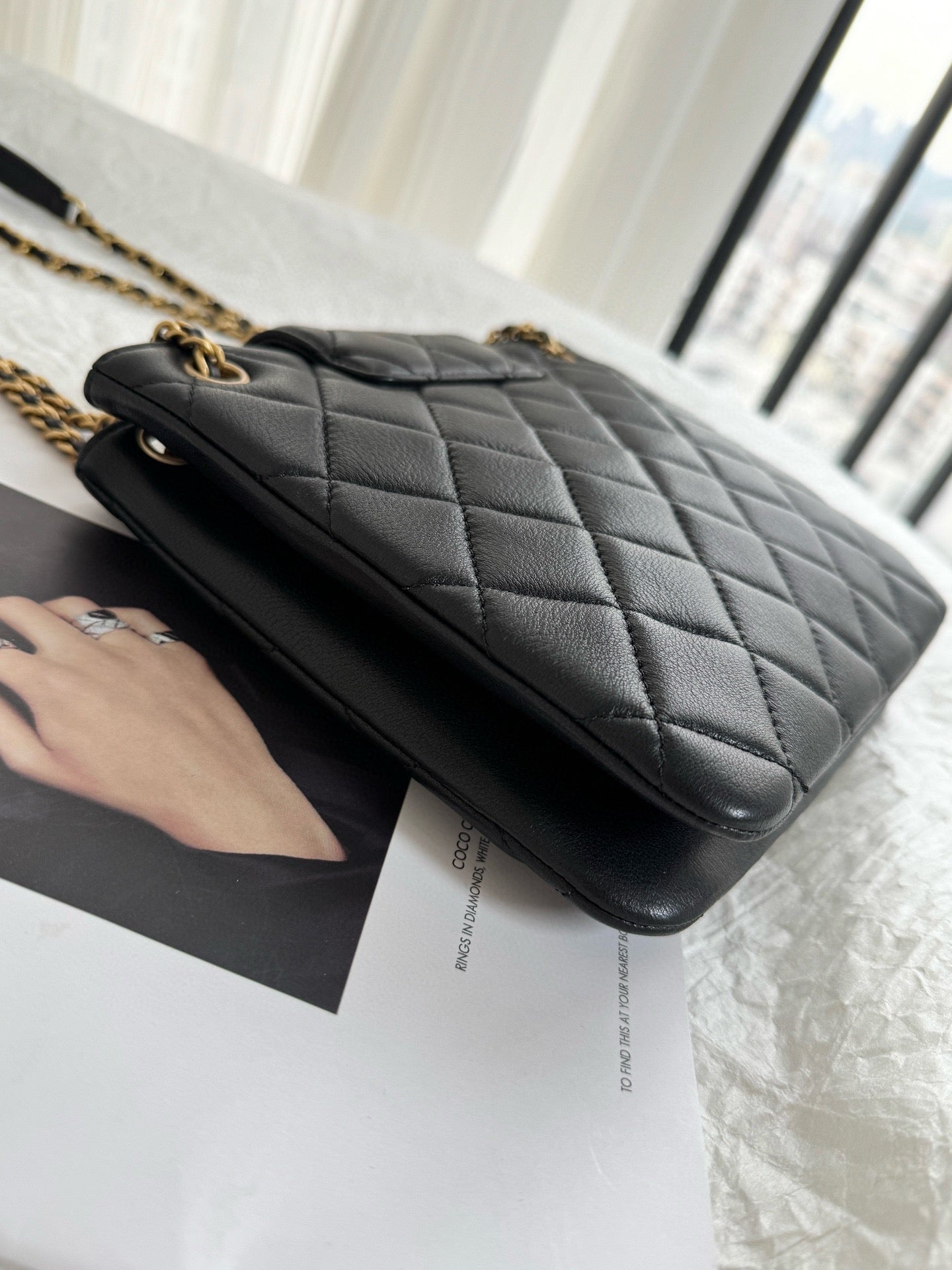 24c cc small shopping bag 21cm black lambskin gold hardware mysite