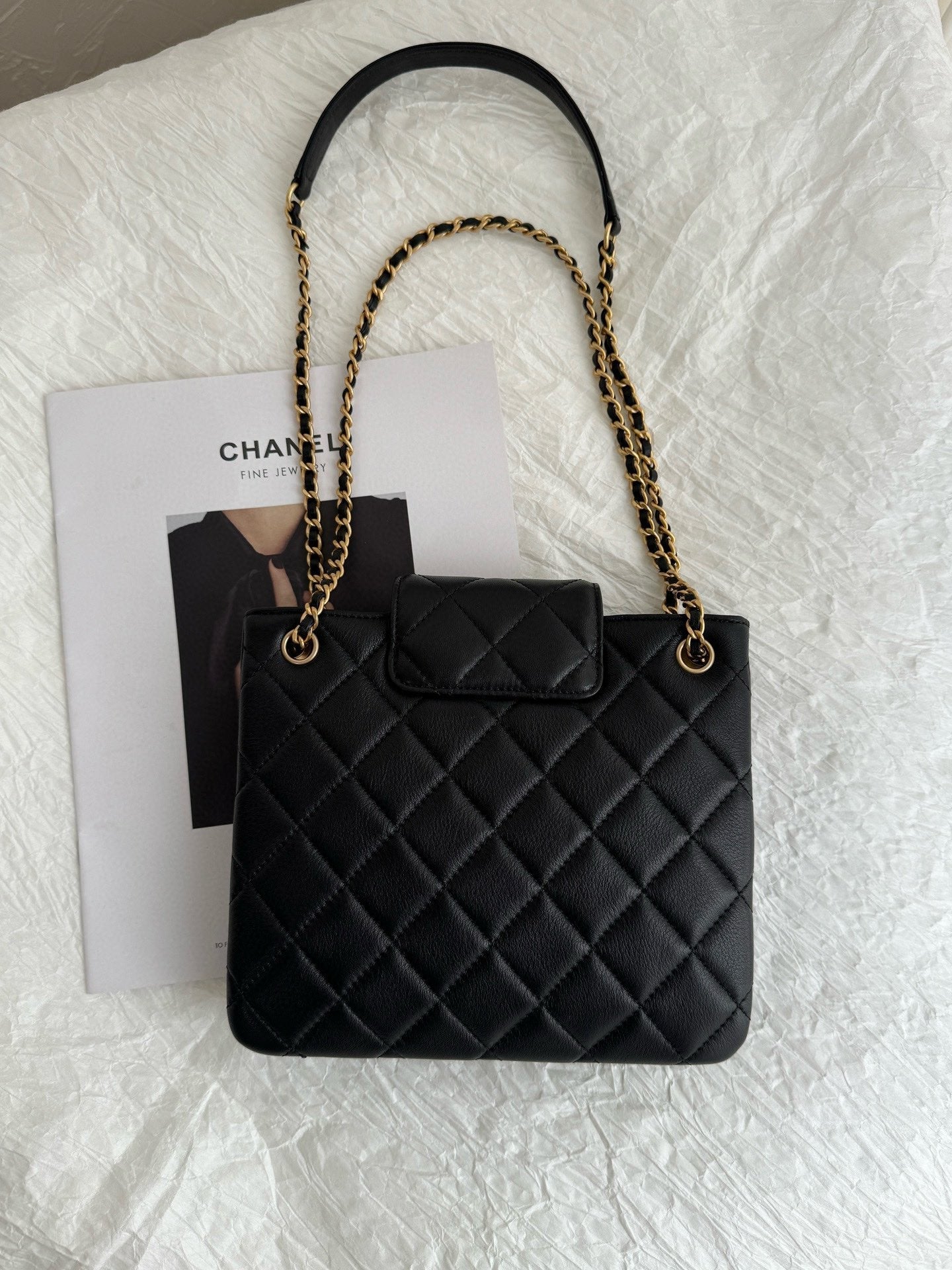 24c cc small shopping bag 21cm black lambskin gold hardware mysite