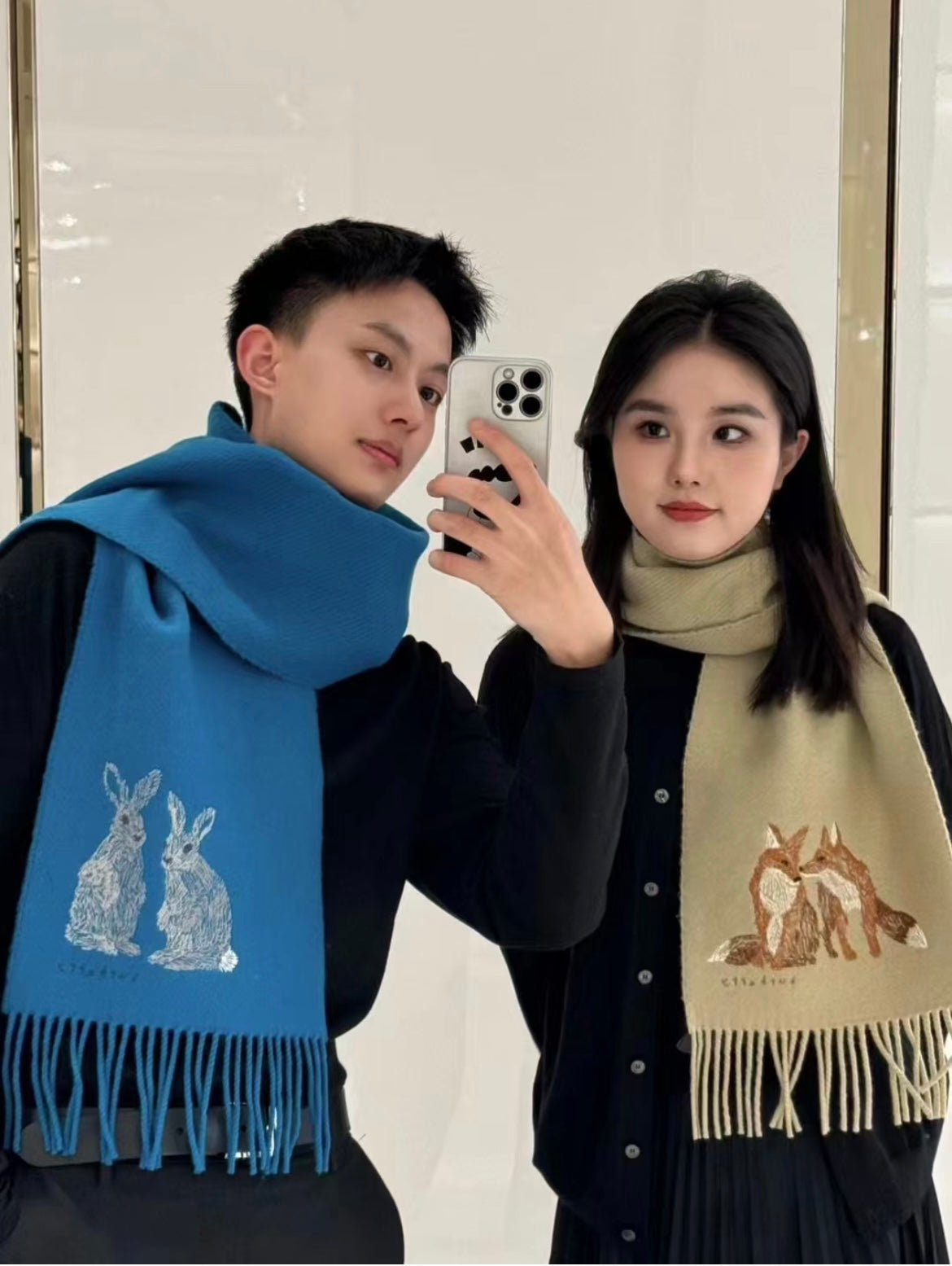 HARE WOOL CASHMERE SCARF 180 CM COBALT BLUE 376428 mysite