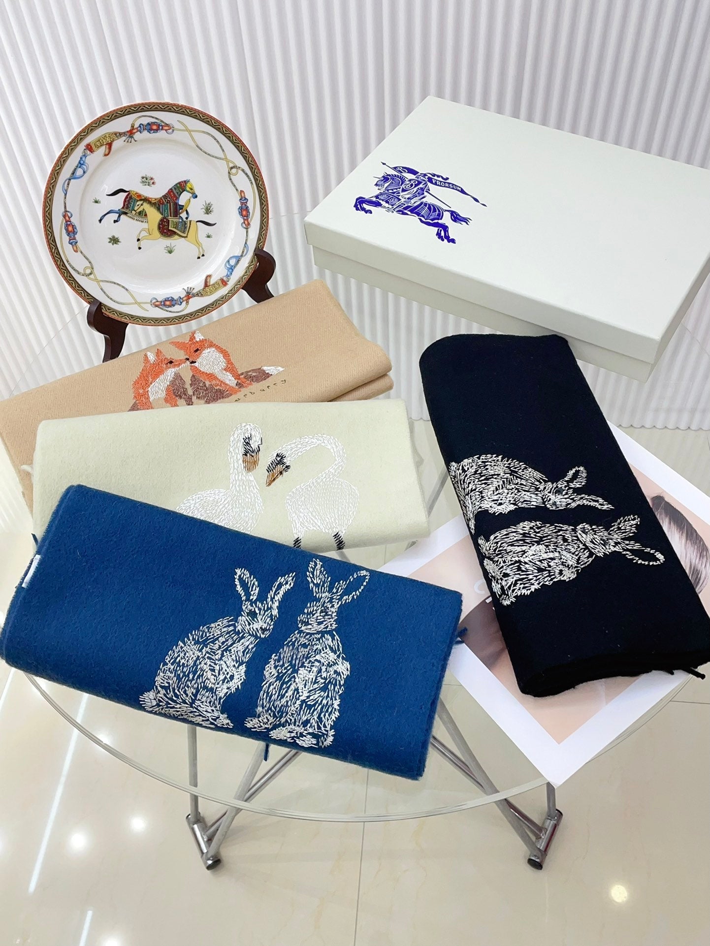 HARE WOOL CASHMERE SCARF 180 CM COBALT BLUE 376428 mysite