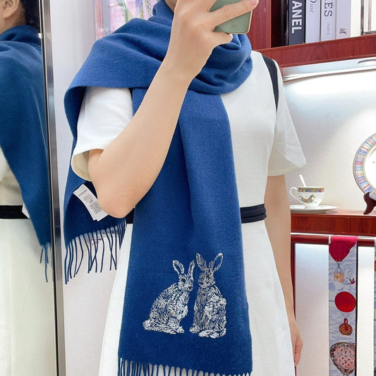 HARE WOOL CASHMERE SCARF 180 CM COBALT BLUE 376428 mysite