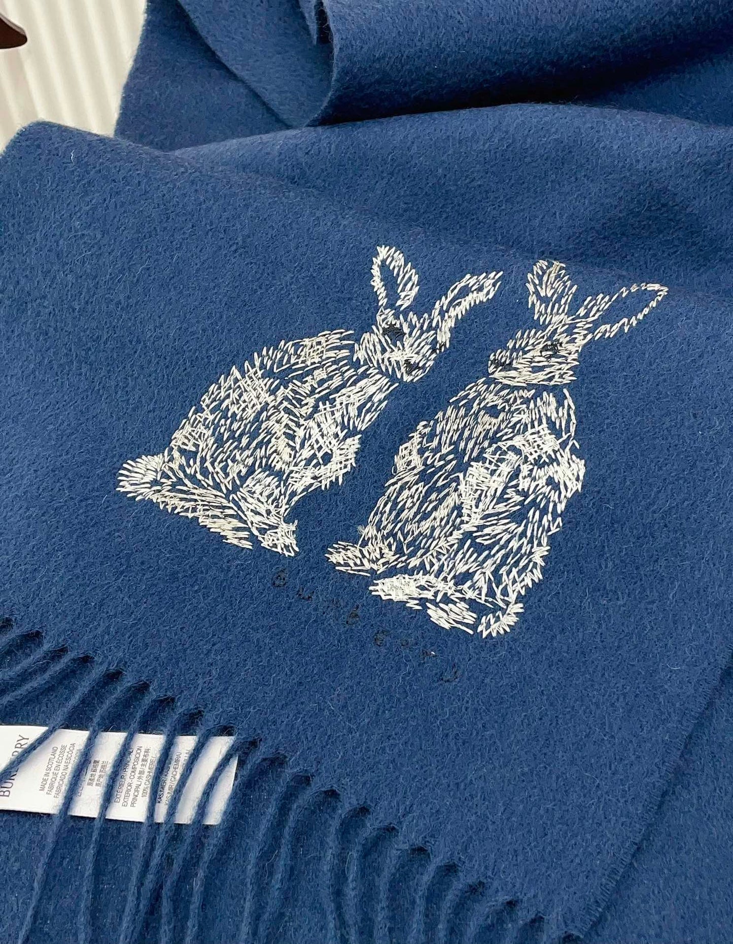 HARE WOOL CASHMERE SCARF 180 CM COBALT BLUE 376428 mysite