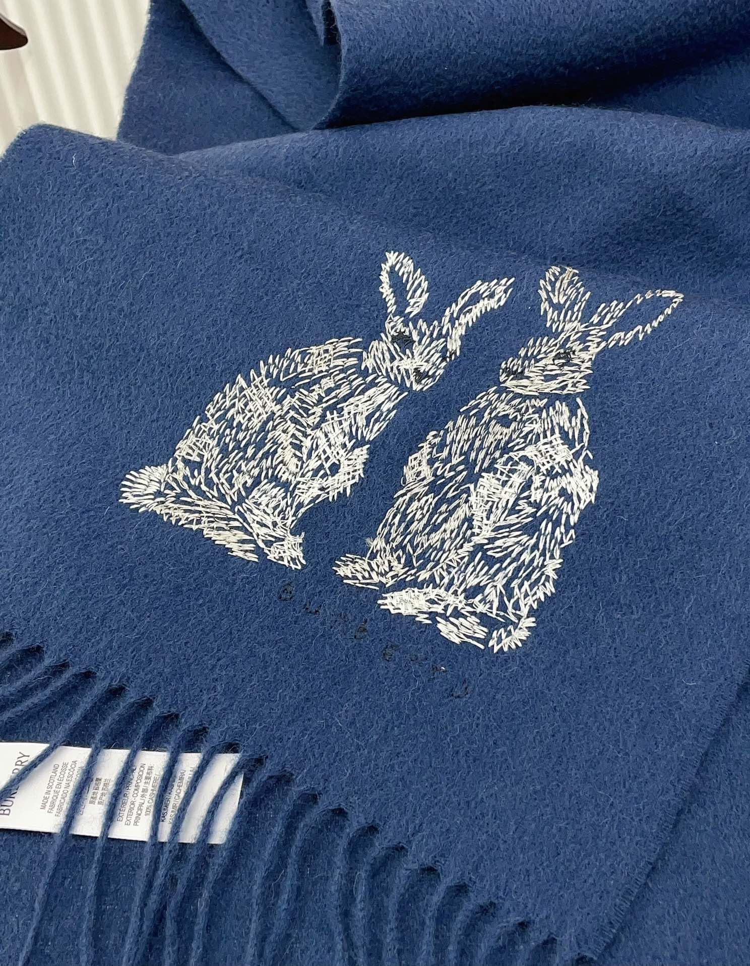 HARE WOOL CASHMERE SCARF 180 CM COBALT BLUE 376428 mysite