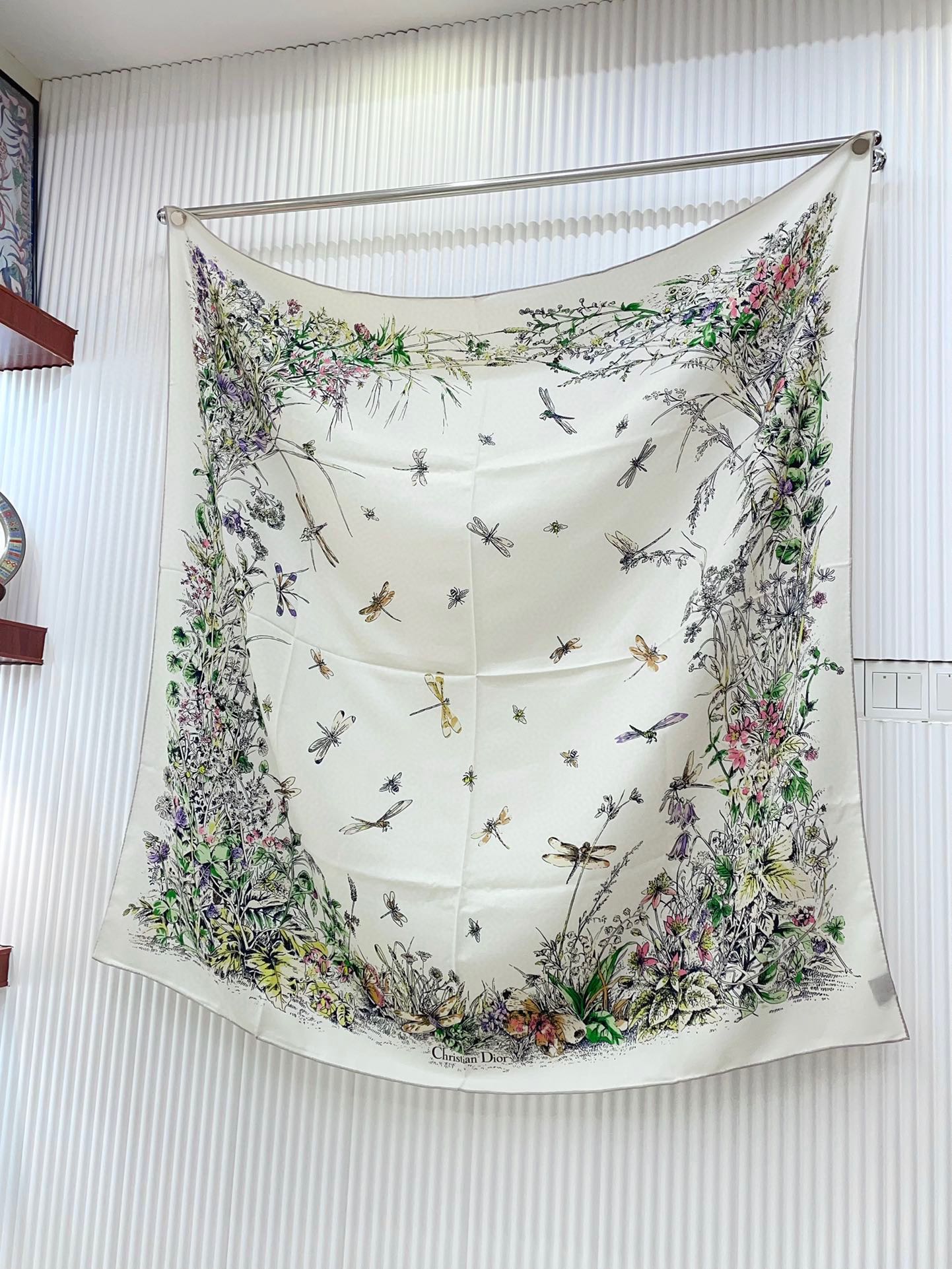 SCARF 140 CM IN WHITE MONOGRAM SILK AND CASHMERE 415163 mysite