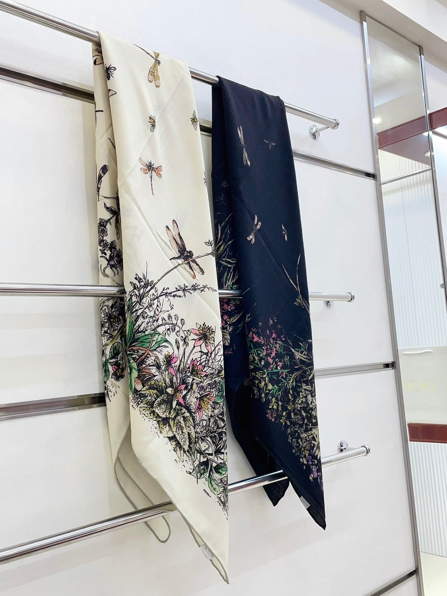 SCARF 140 CM IN BLACK MONOGRAM SILK AND CASHMERE 378469 mysite