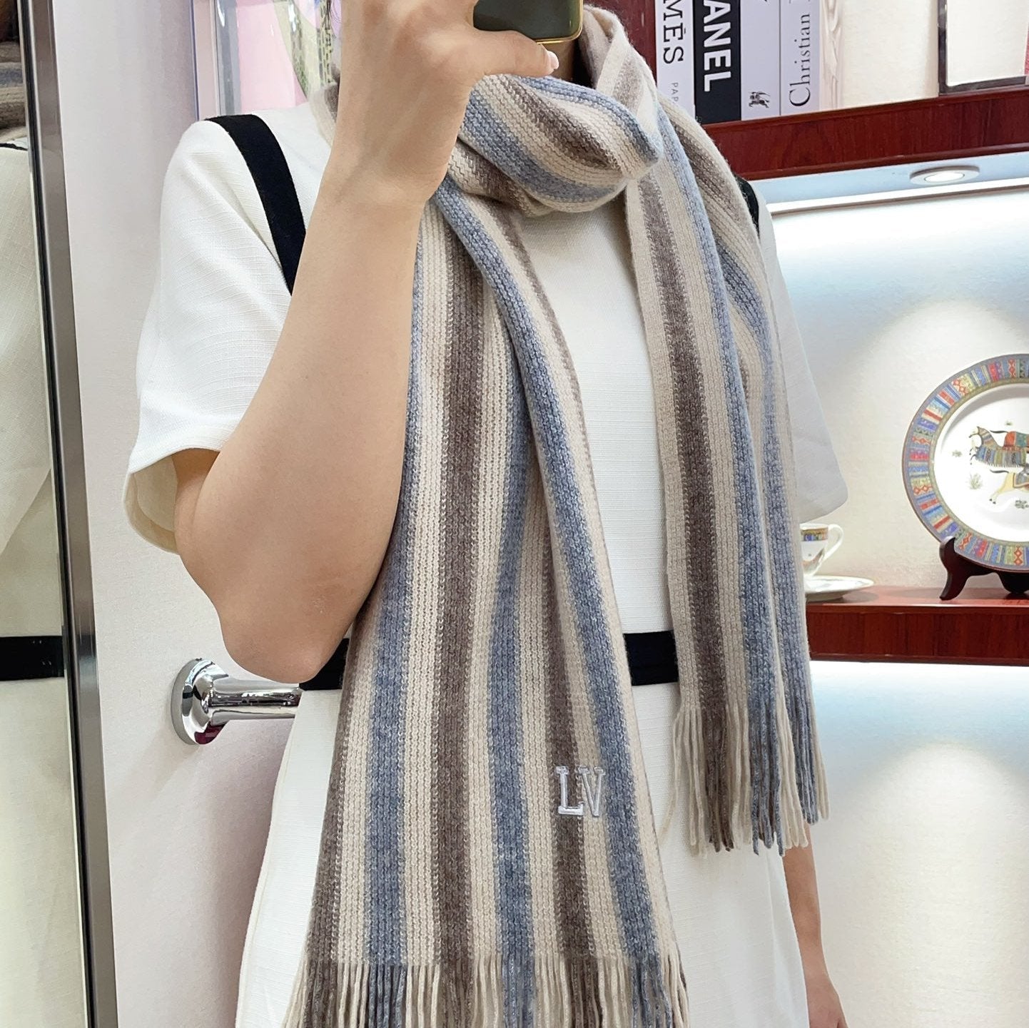 KNITTED SCARF 180 CM IN COLORFUL CASHMERE 388178 mysite