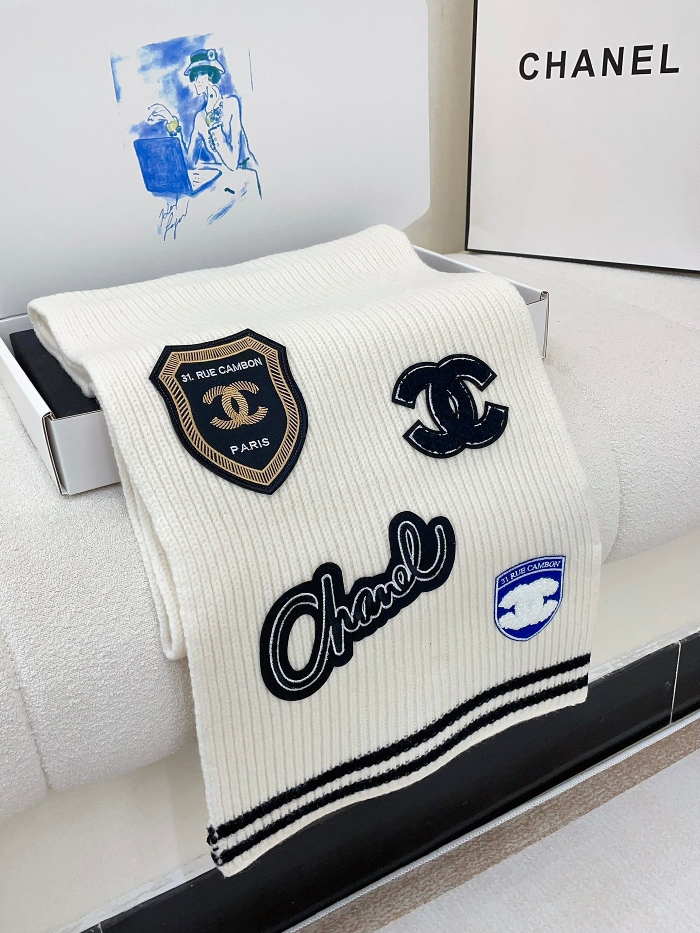 SCARF 180 CM IN WHITE PURE CASHMERE WITH STICKER 389997 mysite