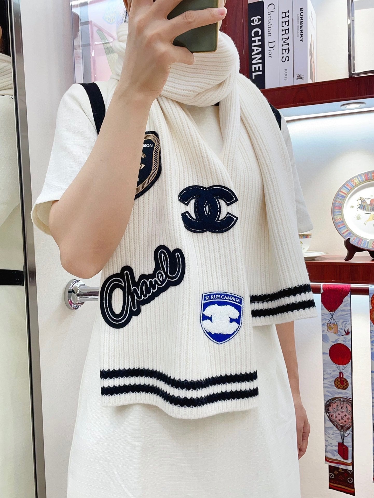 SCARF 180 CM IN WHITE PURE CASHMERE WITH STICKER 389997 mysite