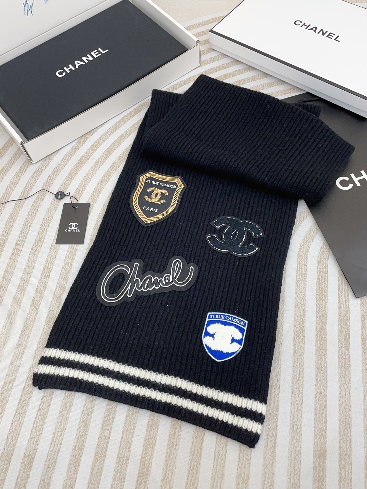 SCARF 180 CM IN BLACK PURE CASHMERE WITH STICKER 389998 mysite