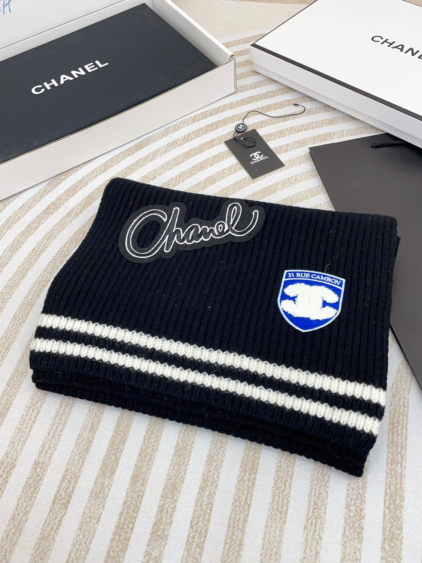 SCARF 180 CM IN BLACK PURE CASHMERE WITH STICKER 389998 mysite