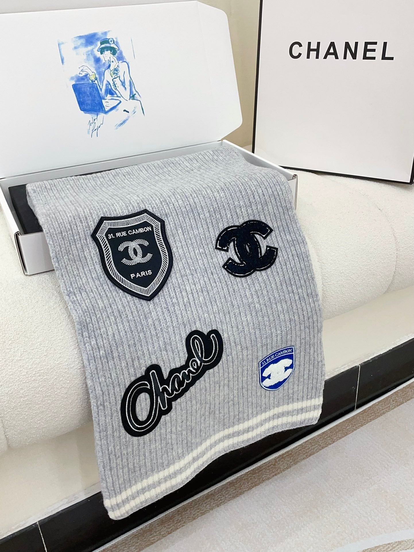 SCARF 180 CM IN CLOUD GRAY PURE CASHMERE WITH STICKER 389999 mysite