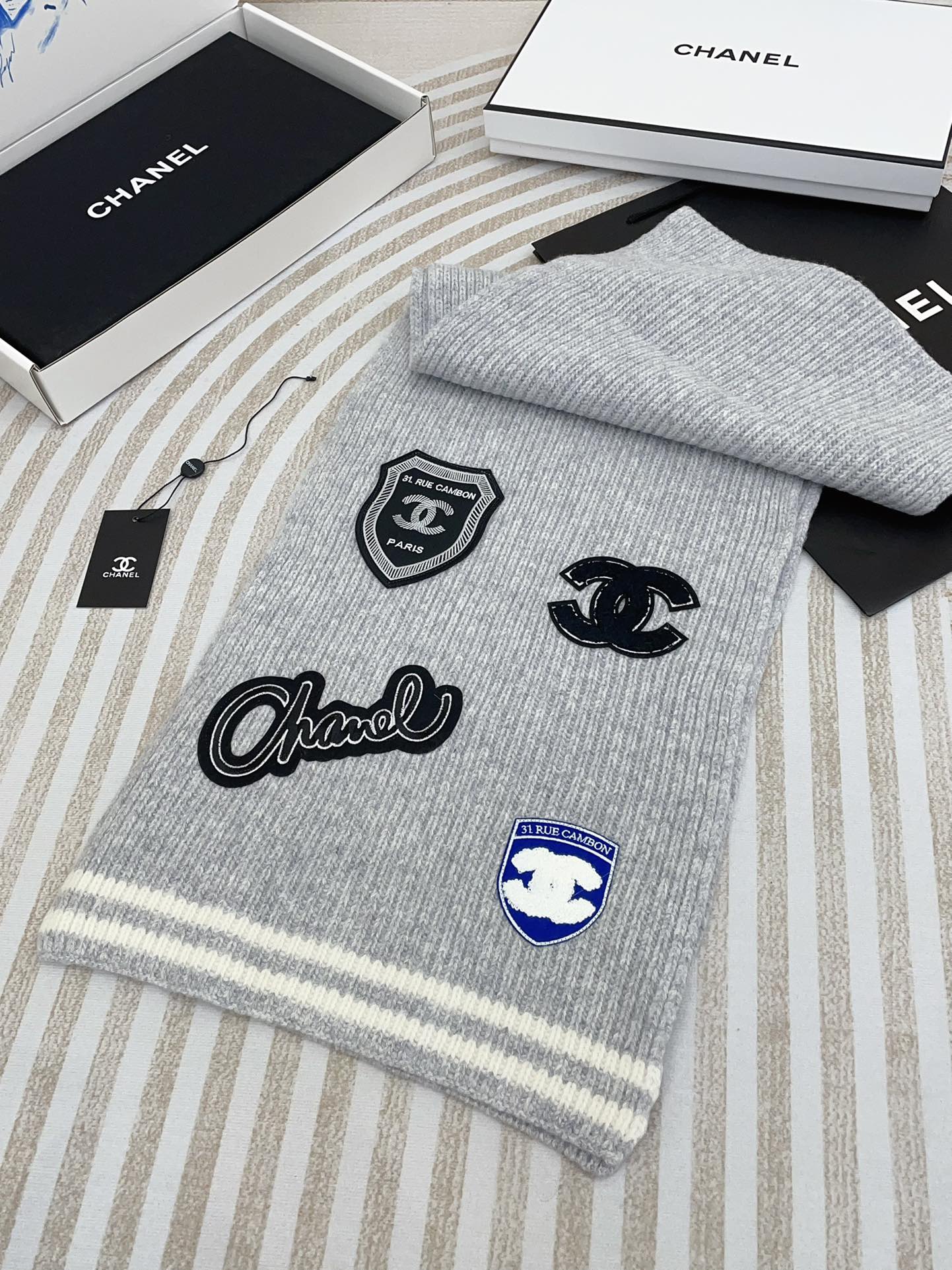 SCARF 180 CM IN CLOUD GRAY PURE CASHMERE WITH STICKER 389999 mysite