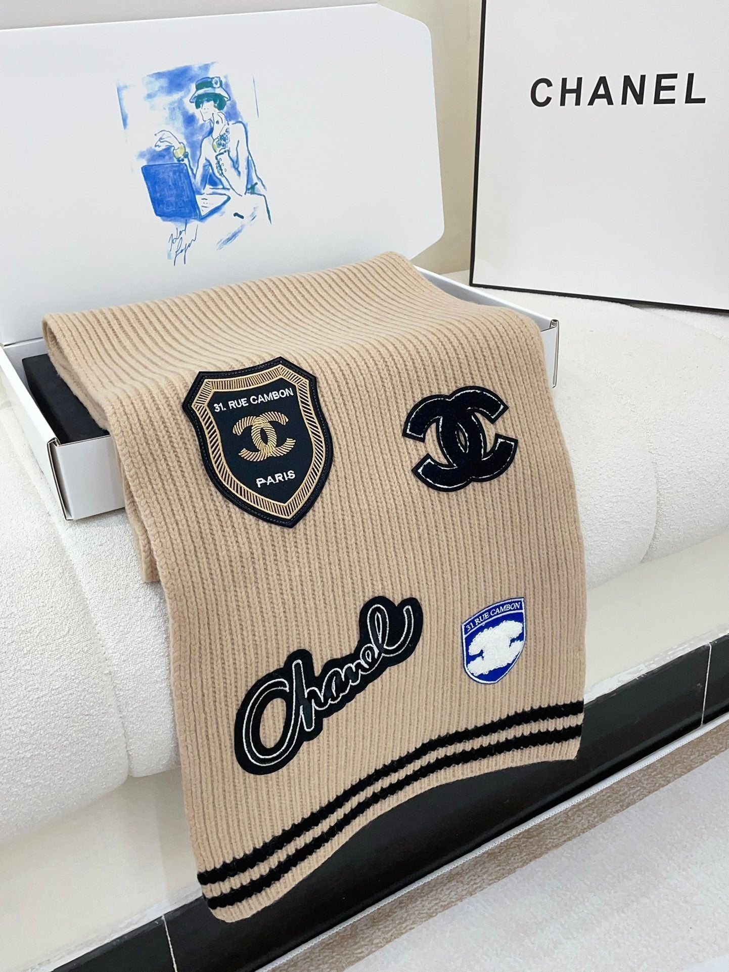 SCARF 180 CM IN TAN BEIGE PURE CASHMERE WITH STICKER 390000 mysite