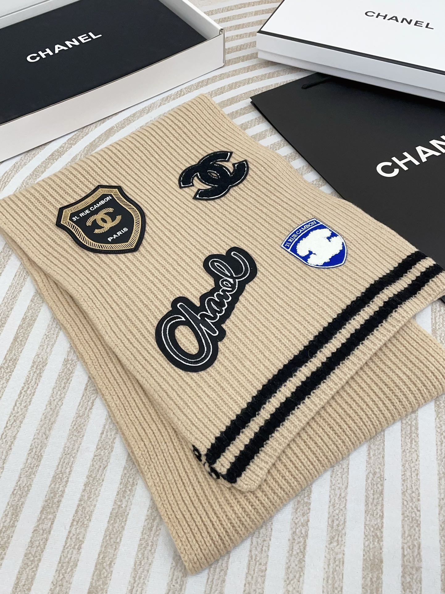 SCARF 180 CM IN TAN BEIGE PURE CASHMERE WITH STICKER 390000 mysite