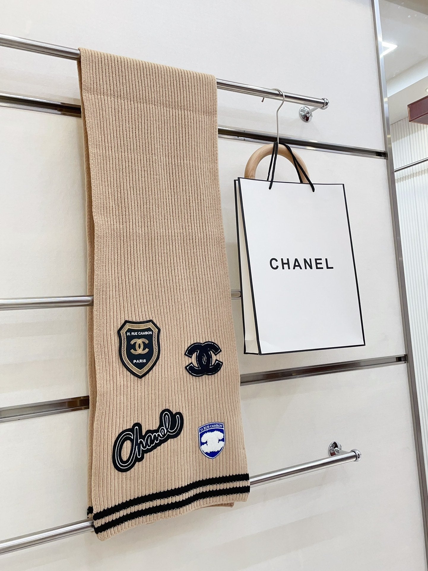 SCARF 180 CM IN TAN BEIGE PURE CASHMERE WITH STICKER 390000 mysite