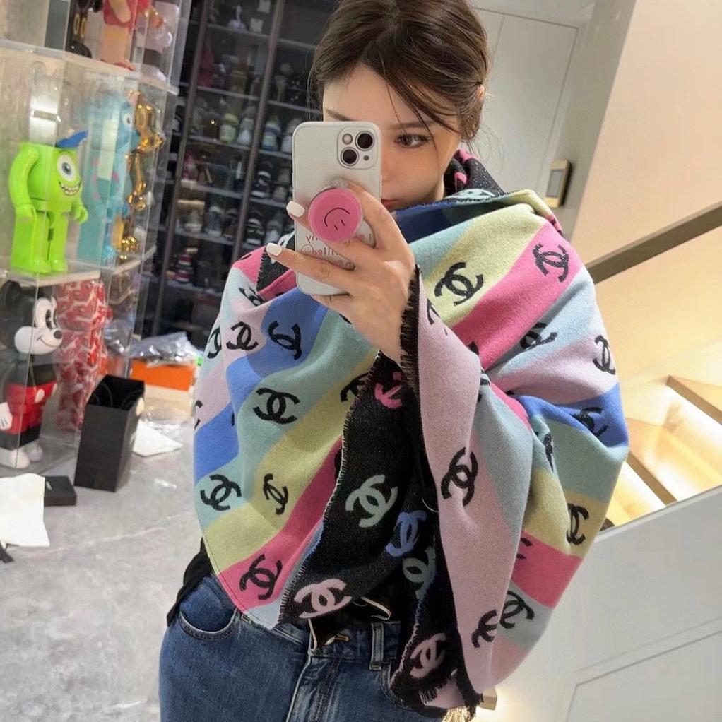 RAINBOW SCARF 180 CM IN COLORFUL CASHMERE AND WOOL 390961 mysite