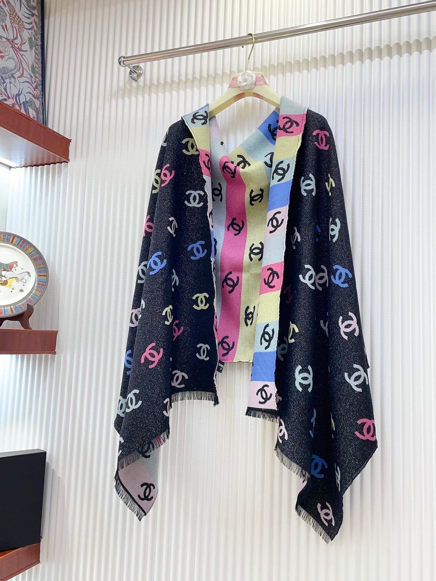 RAINBOW SCARF 180 CM IN COLORFUL CASHMERE AND WOOL 390961 mysite