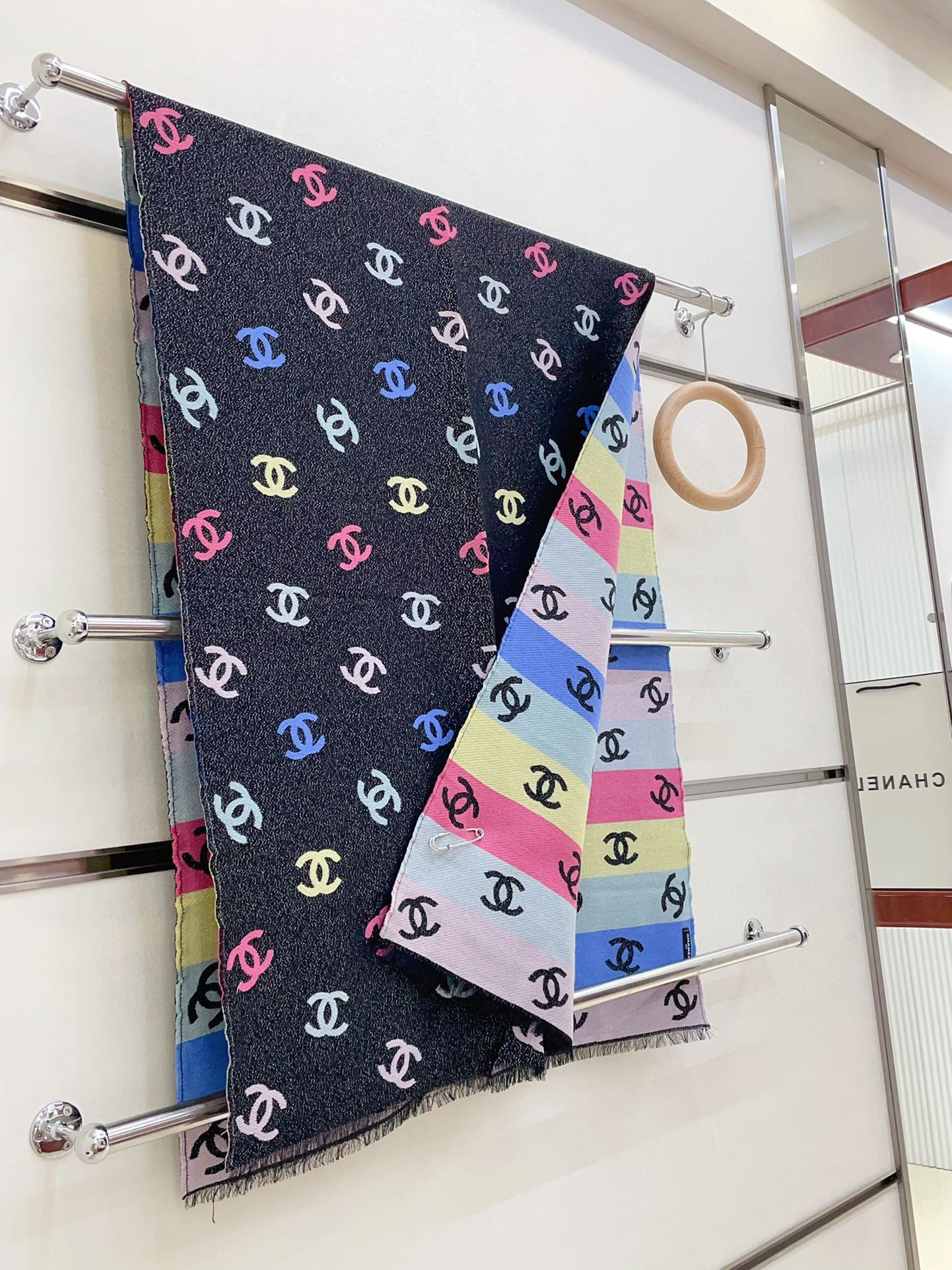 RAINBOW SCARF 180 CM IN COLORFUL CASHMERE AND WOOL 390961 mysite