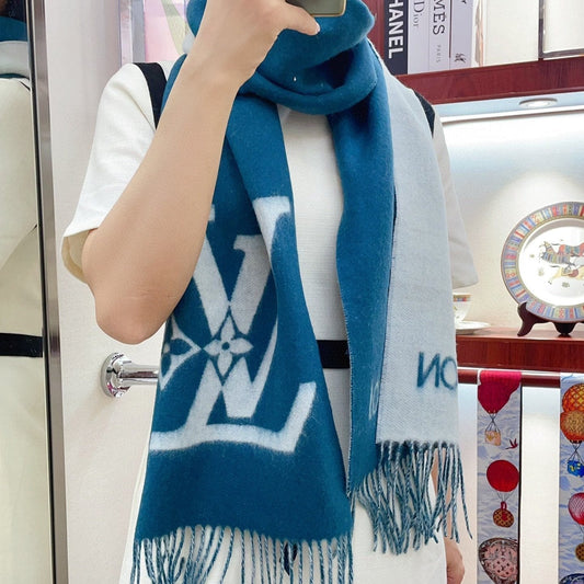 SMASH SCARF 210 CM IN ELECTRIC BLUE WOOL 390964 mysite